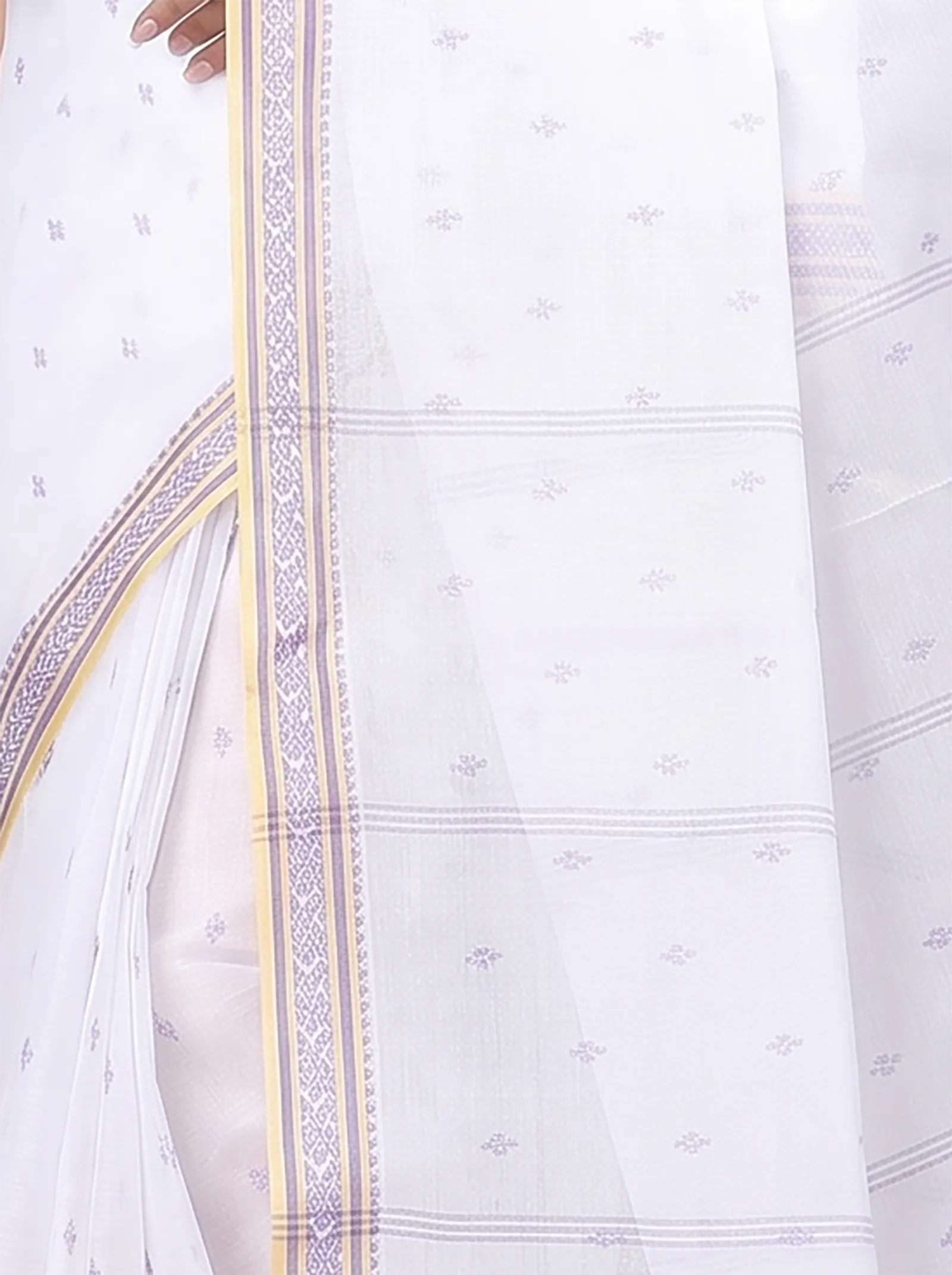 DipDiya Pure Cotton  Traditional Bengali White Brown Artisan Crafted Regina Tant Saree