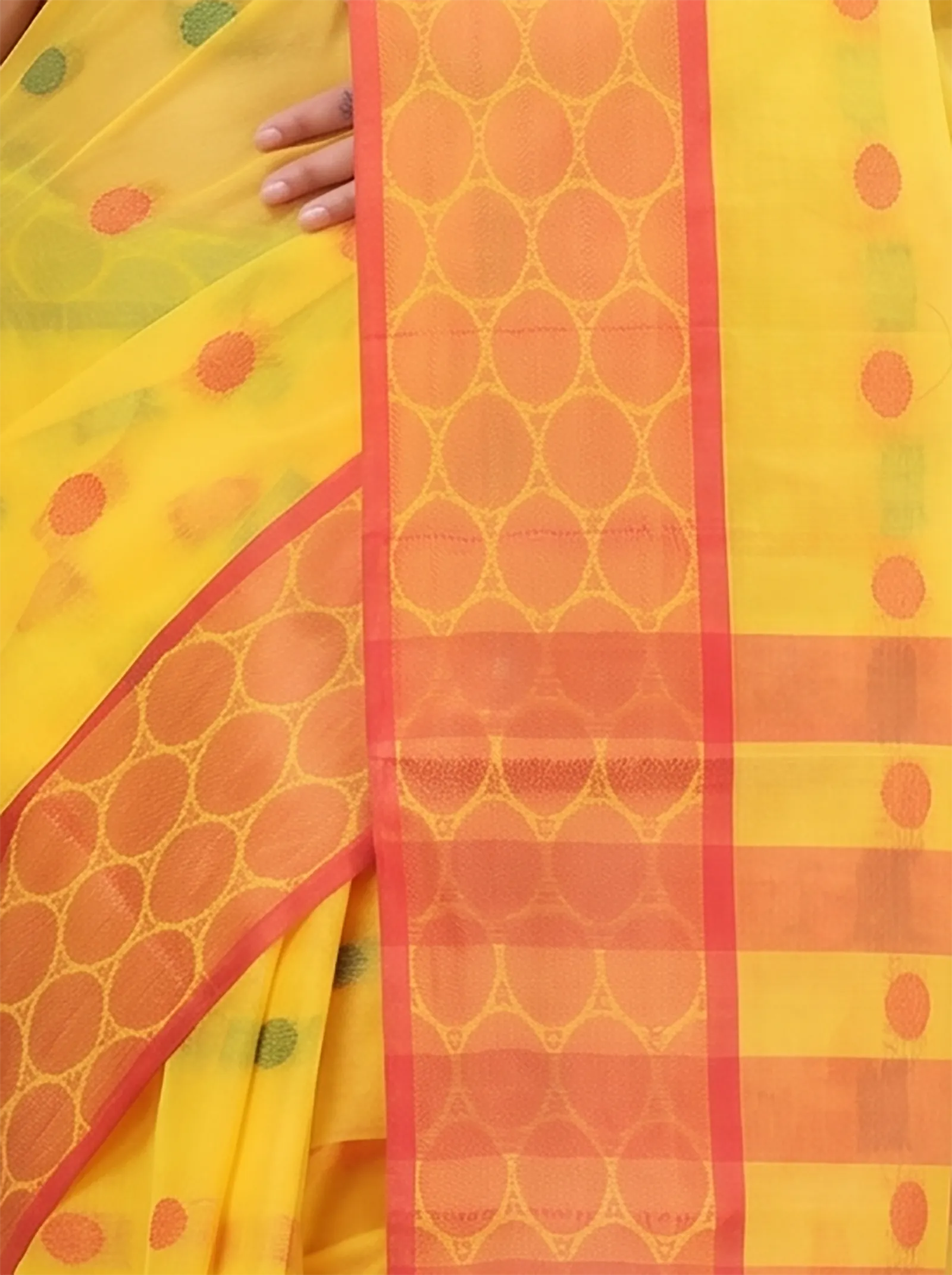 DipDiya Pure Cotton  Traditional Bengali Yellow Artisan Crafted Gangaa Jamuna Tant Saree