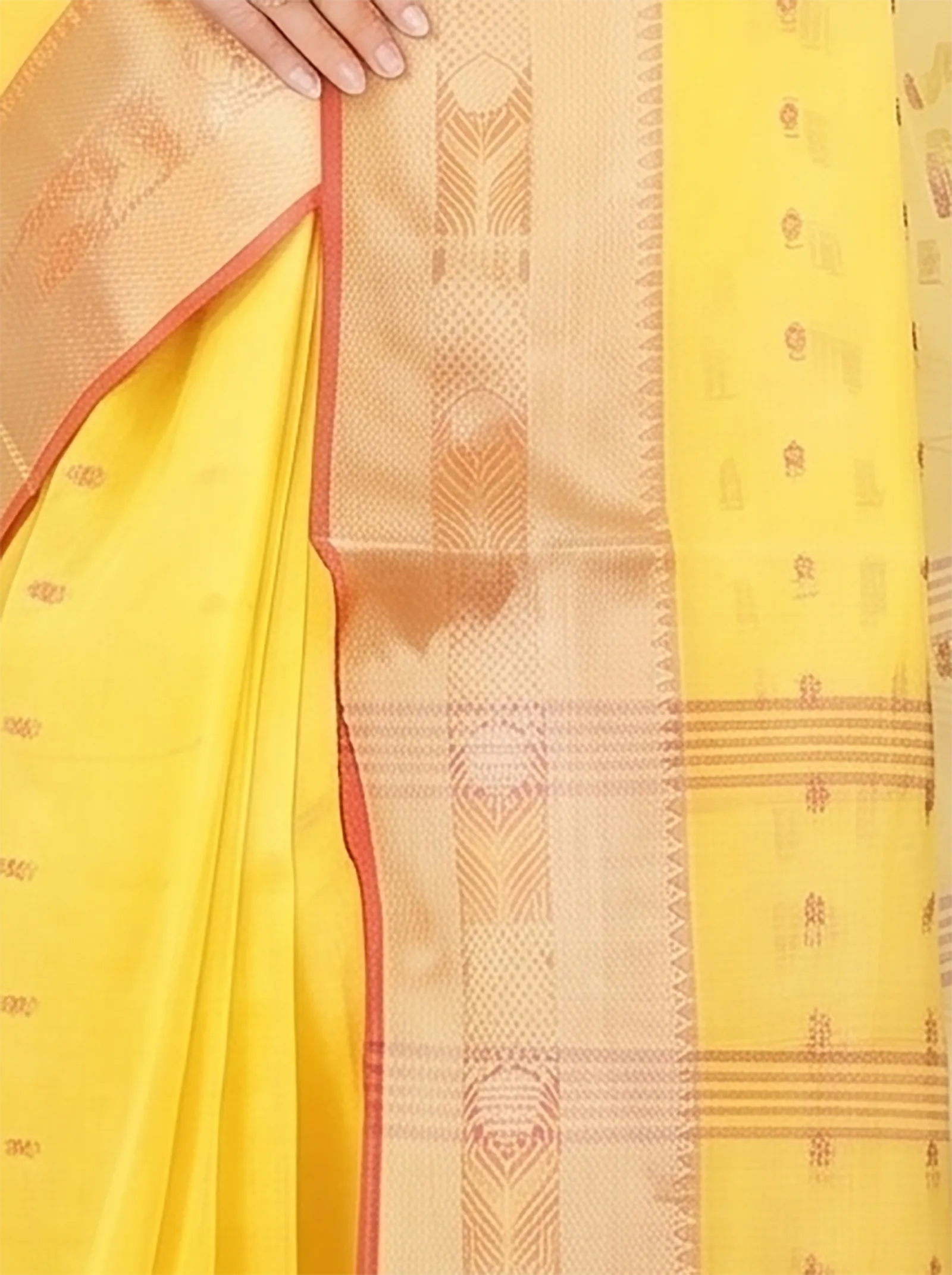 DipDiya Pure Cotton  Traditional Bengali Yellow Artisan Crafted Griva Tant Saree