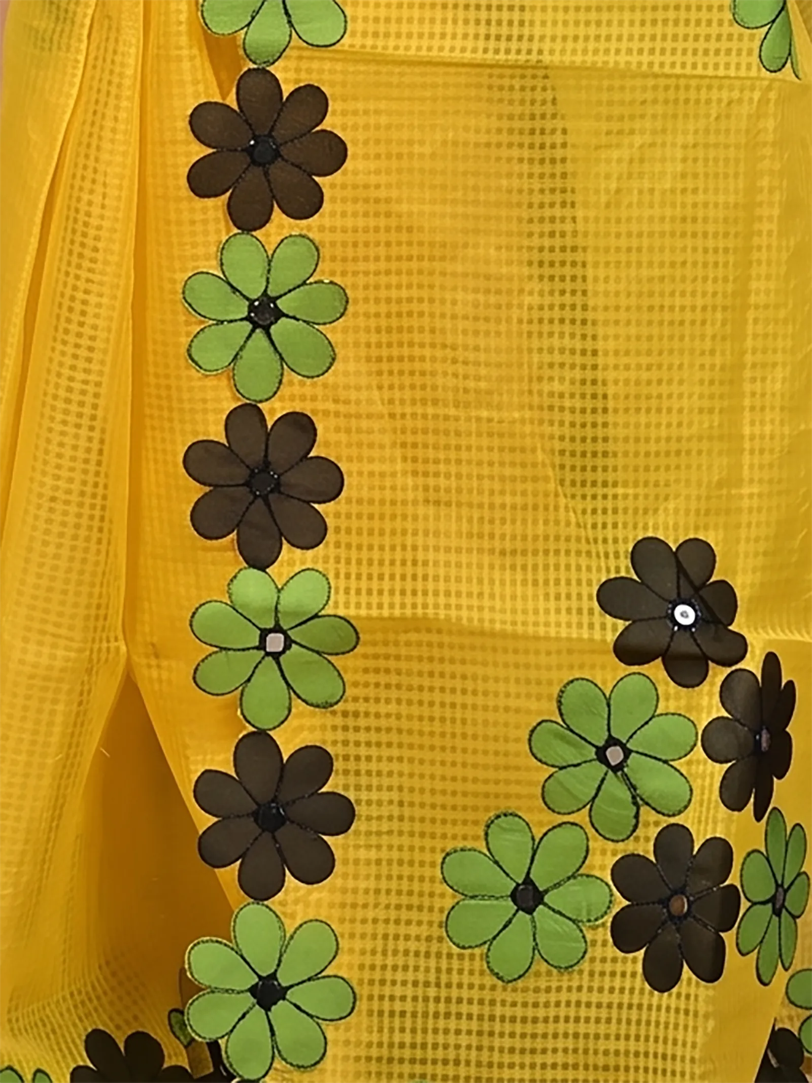 DipDiya Pure Cotton  Traditional Bengali Yellow Artisan Crafted Kotaplik Kota Applique Saree