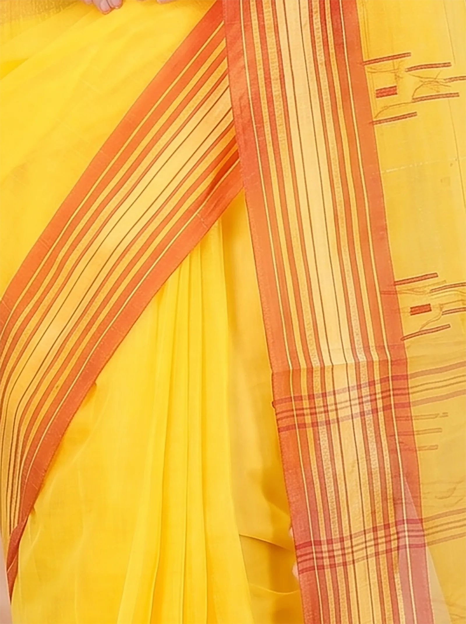 DipDiya Pure Cotton  Traditional Bengali Yellow Artisan Crafted Naman Tant Saree
