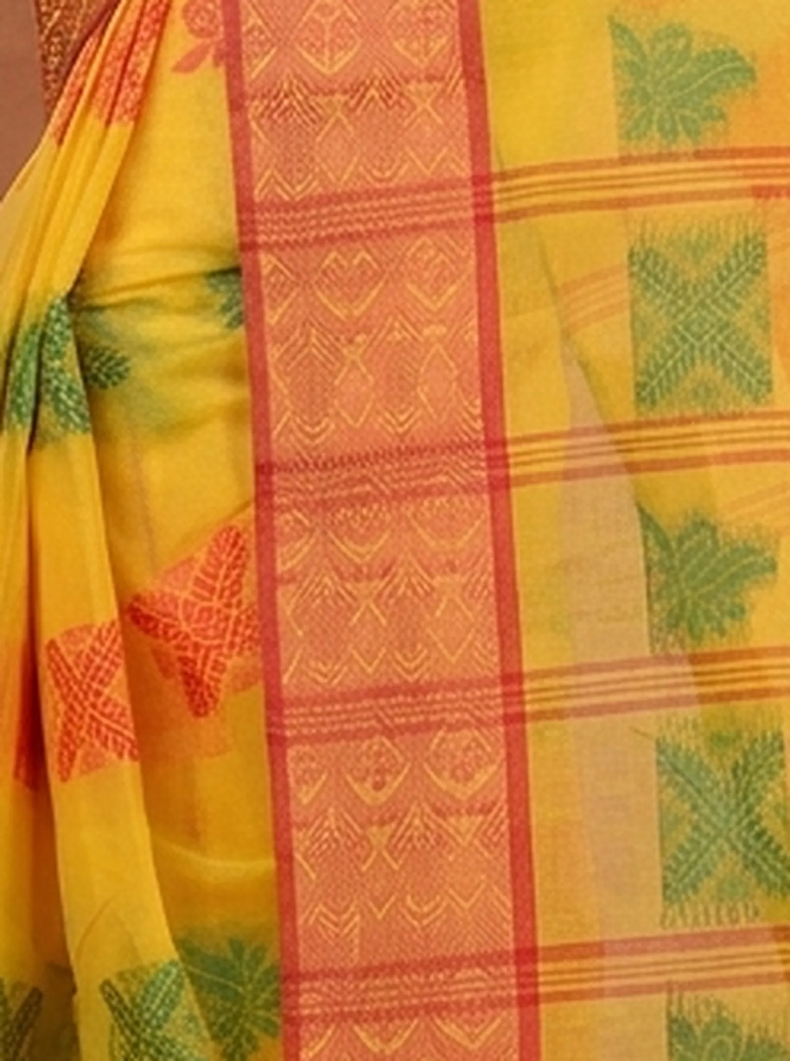 DipDiya Pure Cotton  Traditional Bengali Yellow Artisan Crafted Suparna Buti Tant Saree