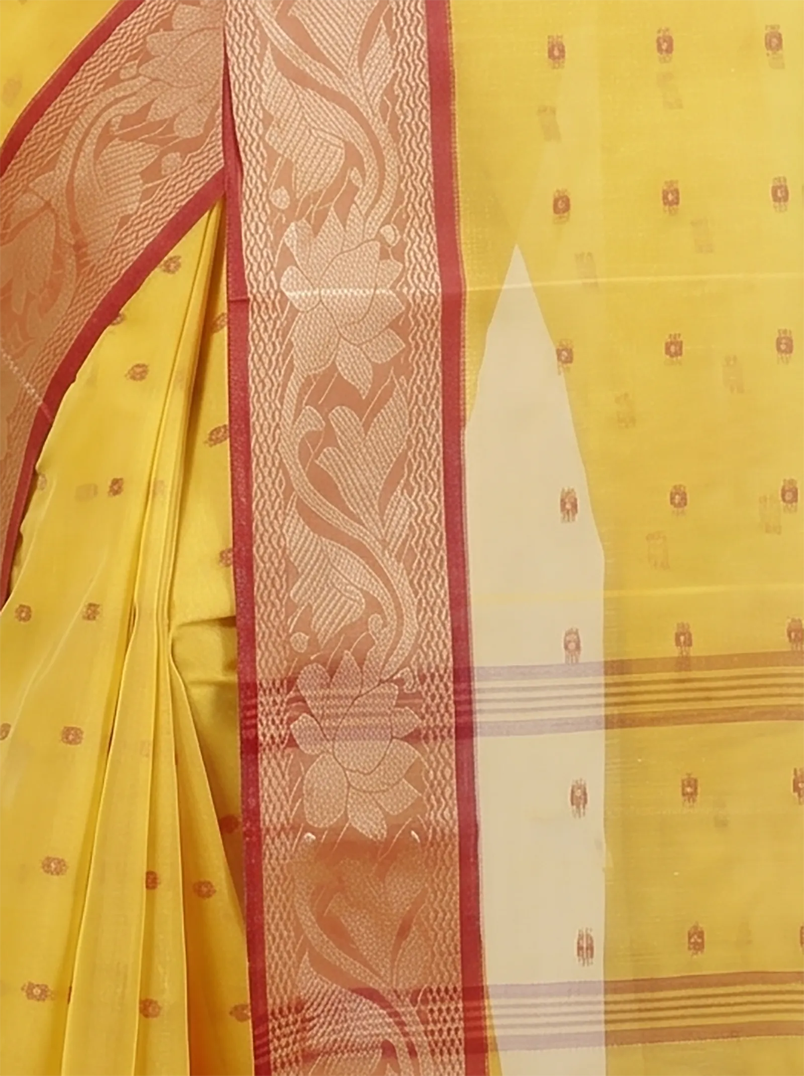 DipDiya Pure Cotton  Traditional Bengali Yellow Artisan Crafted Unnati Tant Saree