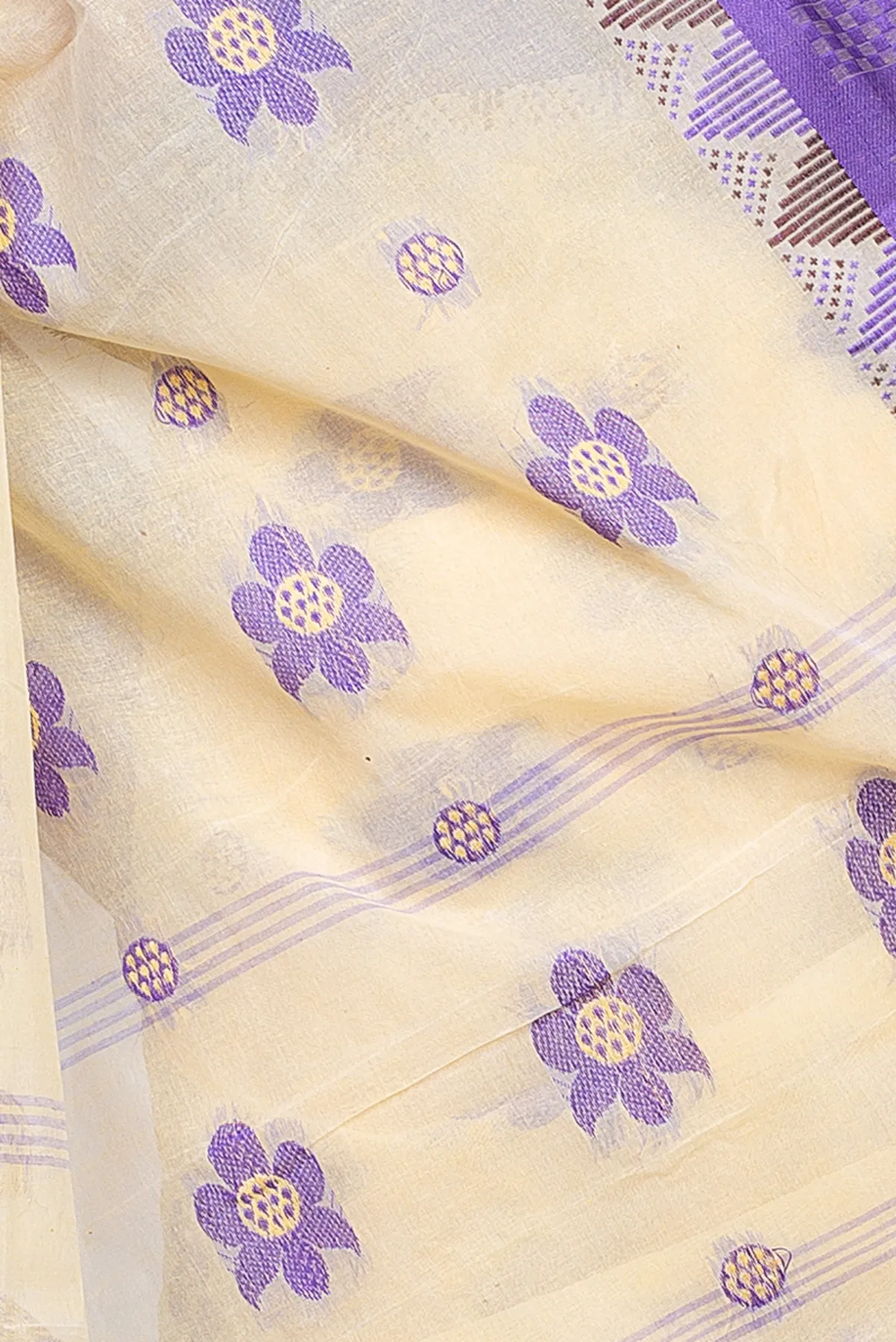 DipDiya Pure Cotton Violet Palasful Essence of Bengal Tant Sarees