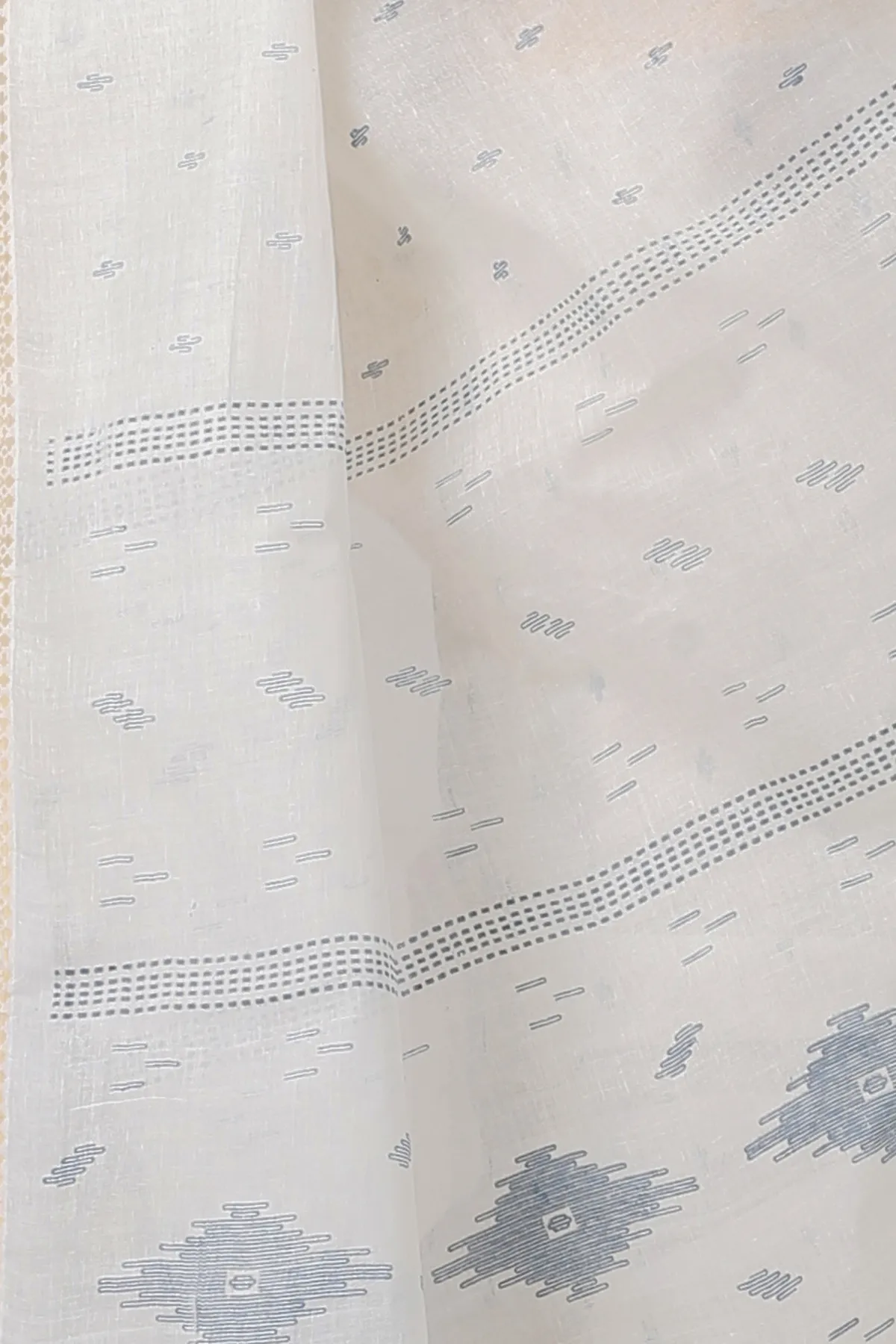 DipDiya Pure Cotton White Blue Levi Classic Grace Printed Tant Sarees