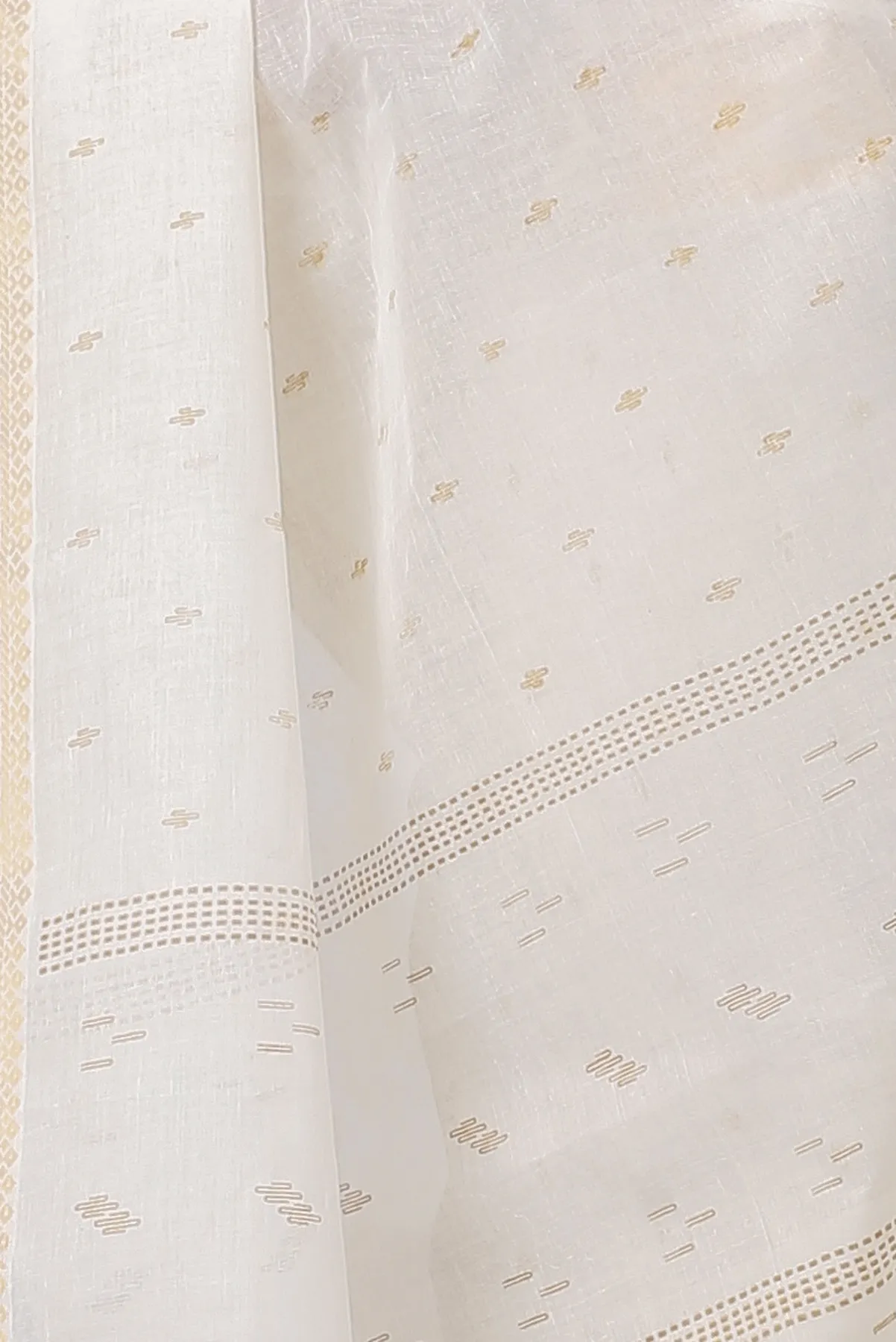DipDiya Pure Cotton White Brown Levi Bengali Heritage Printed Tant Sarees