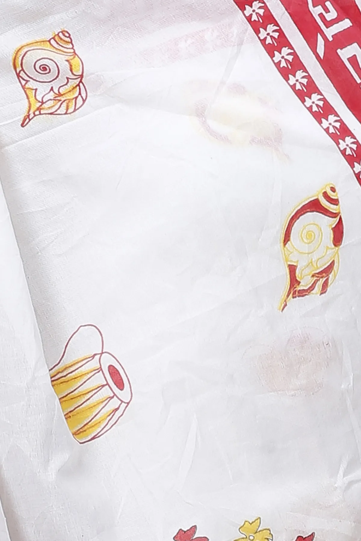 DipDiya Pure Cotton White Durga Stories of Bengal Printed Handloom Sarees