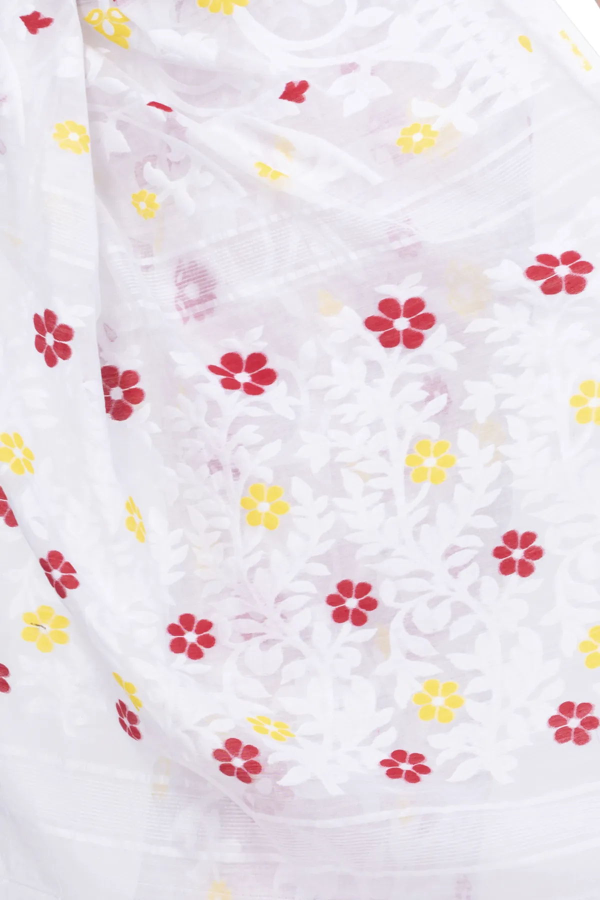 DipDiya Pure Cotton White Fulpori  Jamd Essence of Bengal Jamdani Sarees