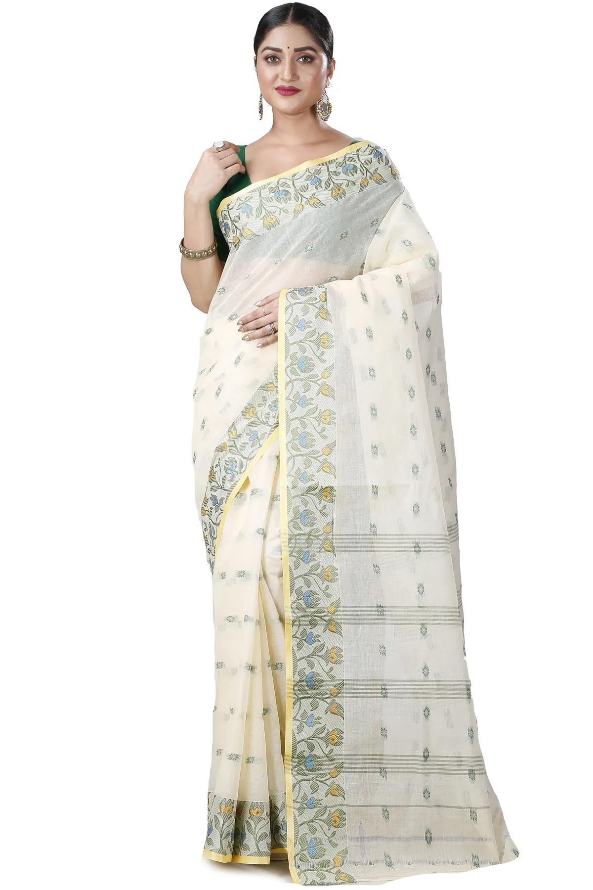 DipDiya Pure Cotton White Gopika Elegant by Tradition Tant Sarees