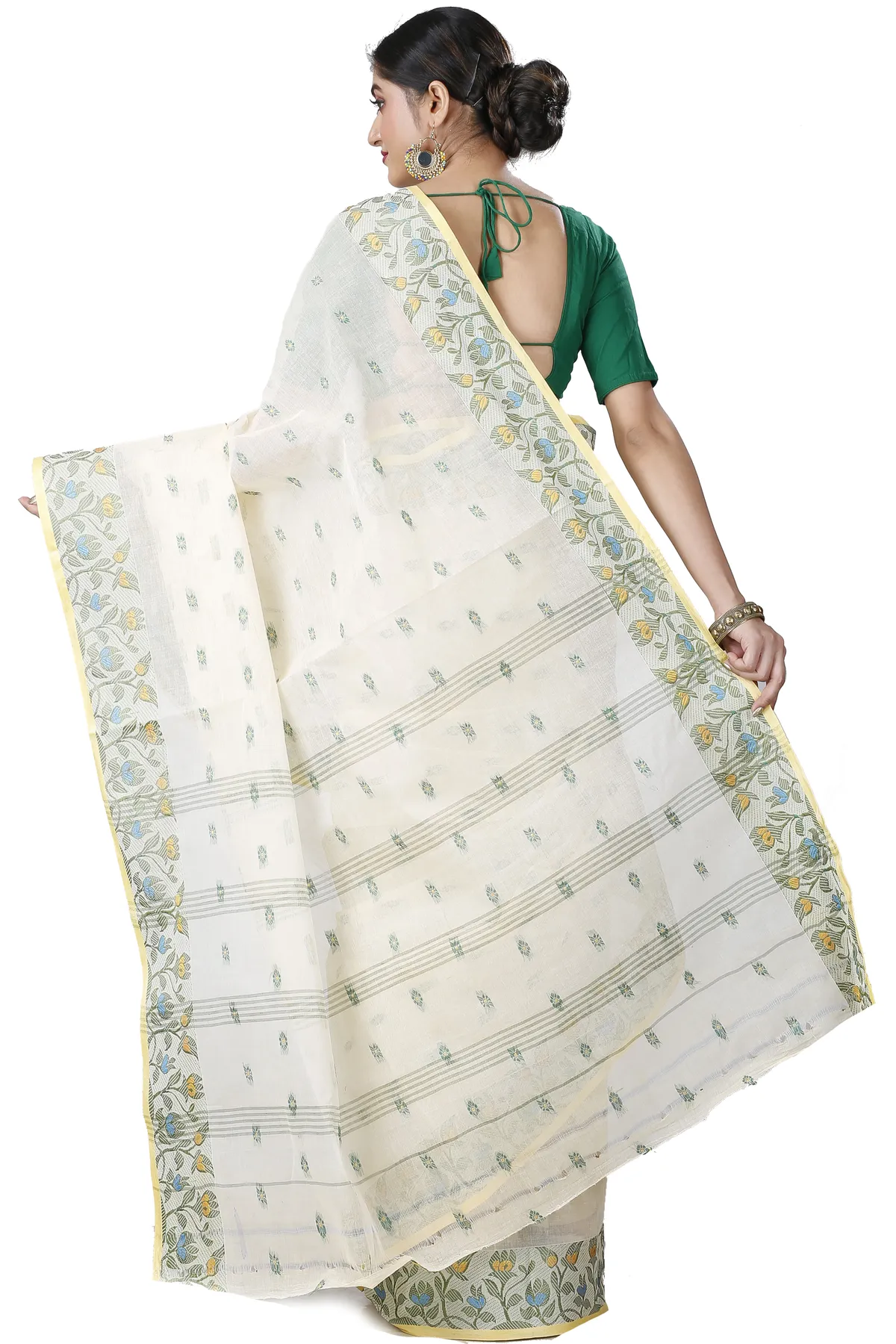 DipDiya Pure Cotton White Gopika Elegant by Tradition Tant Sarees
