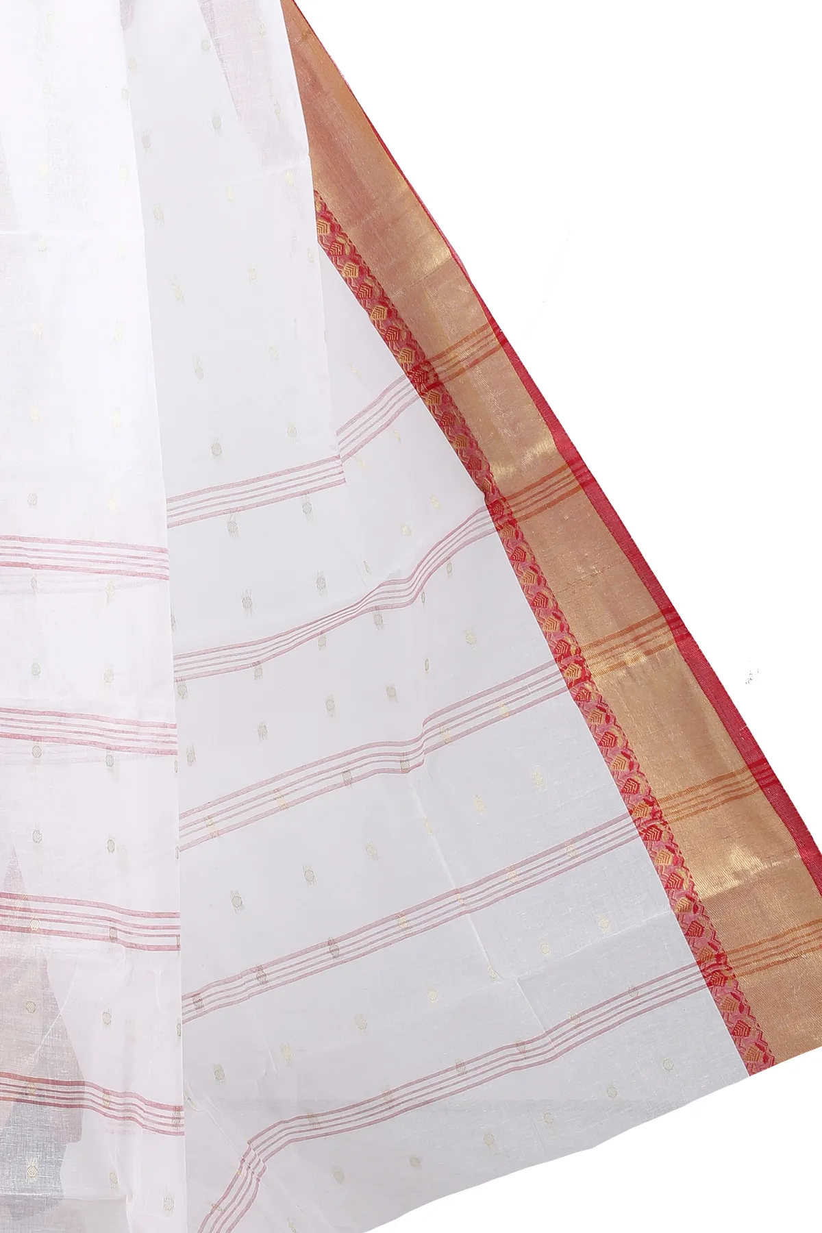 DipDiya Pure Cotton White JoriPar Artisan Woven Tant Sarees