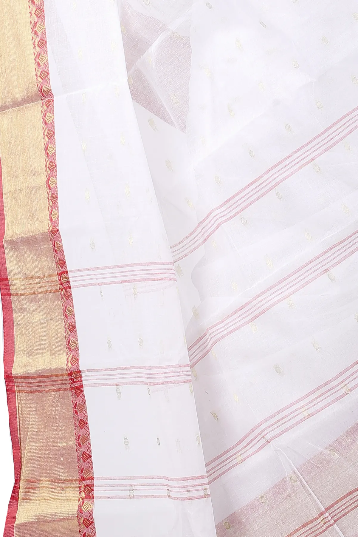 DipDiya Pure Cotton White JoriPar Artisan Woven Tant Sarees