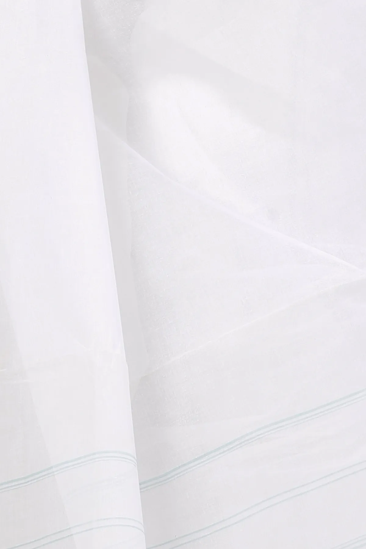 DipDiya Pure Cotton White Light Green Subra Traditional Elegance Tant Sarees