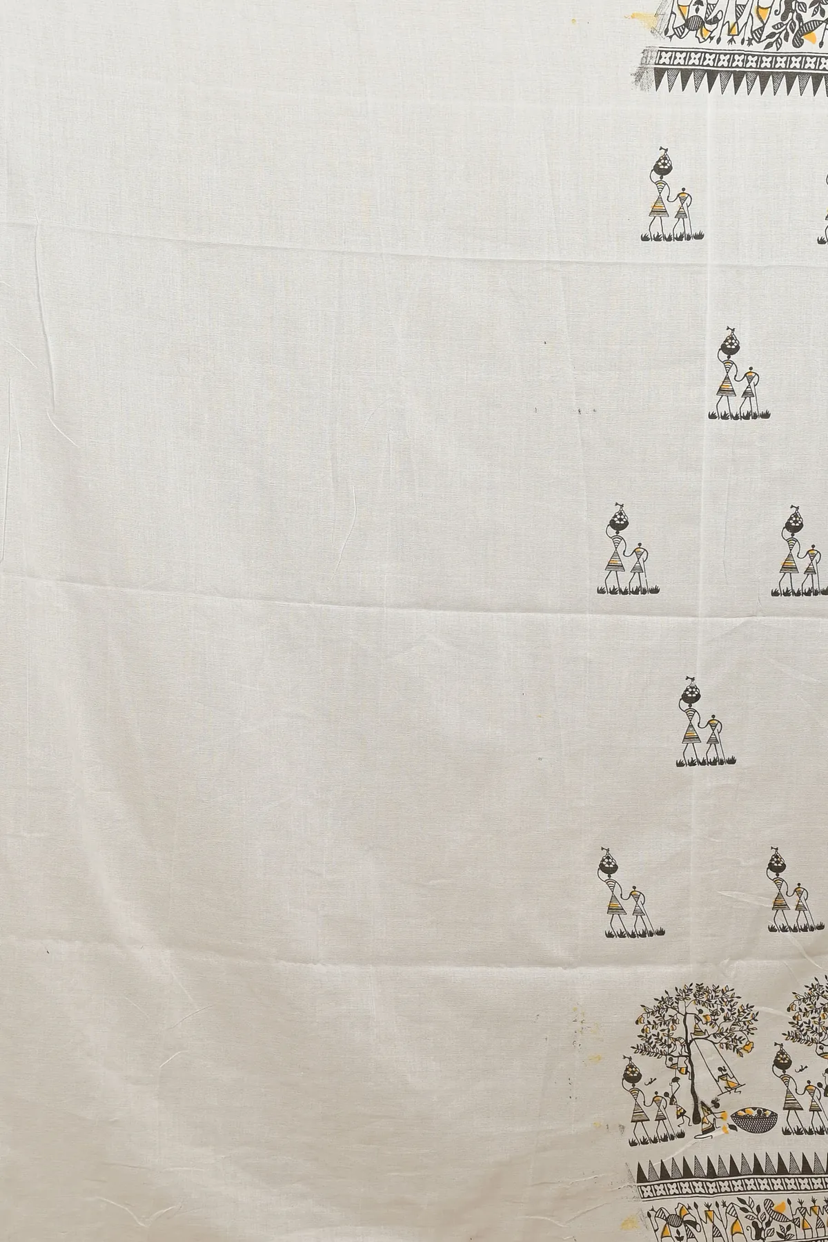DipDiya Pure Cotton White Pinal Heritage Elegance Printed Handloom Sarees