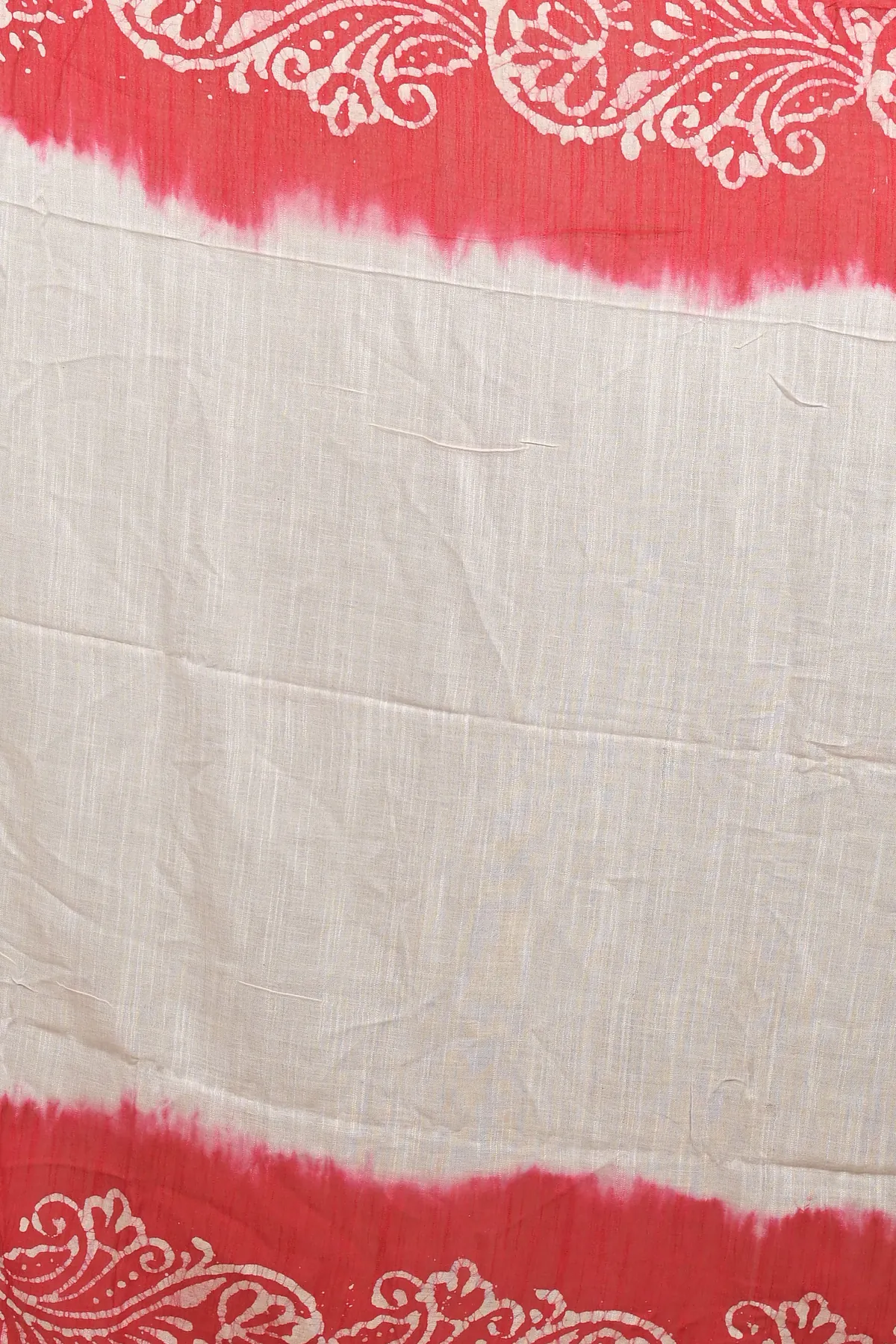 DipDiya Pure Cotton White Pink Batikato Classic Bengali Batik Print Sarees