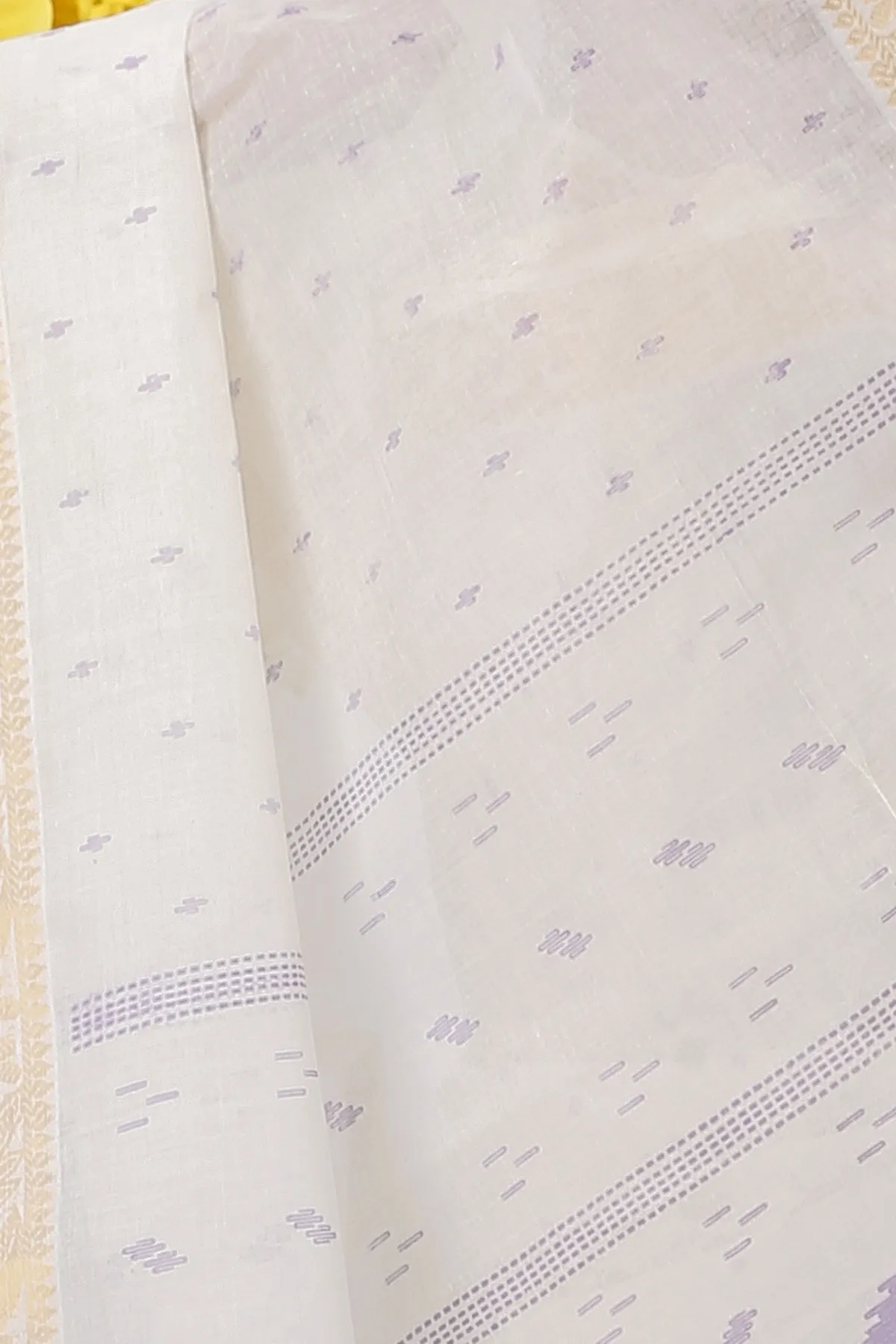 DipDiya Pure Cotton White Purpel Levi Classic Bengali Printed Tant Sarees