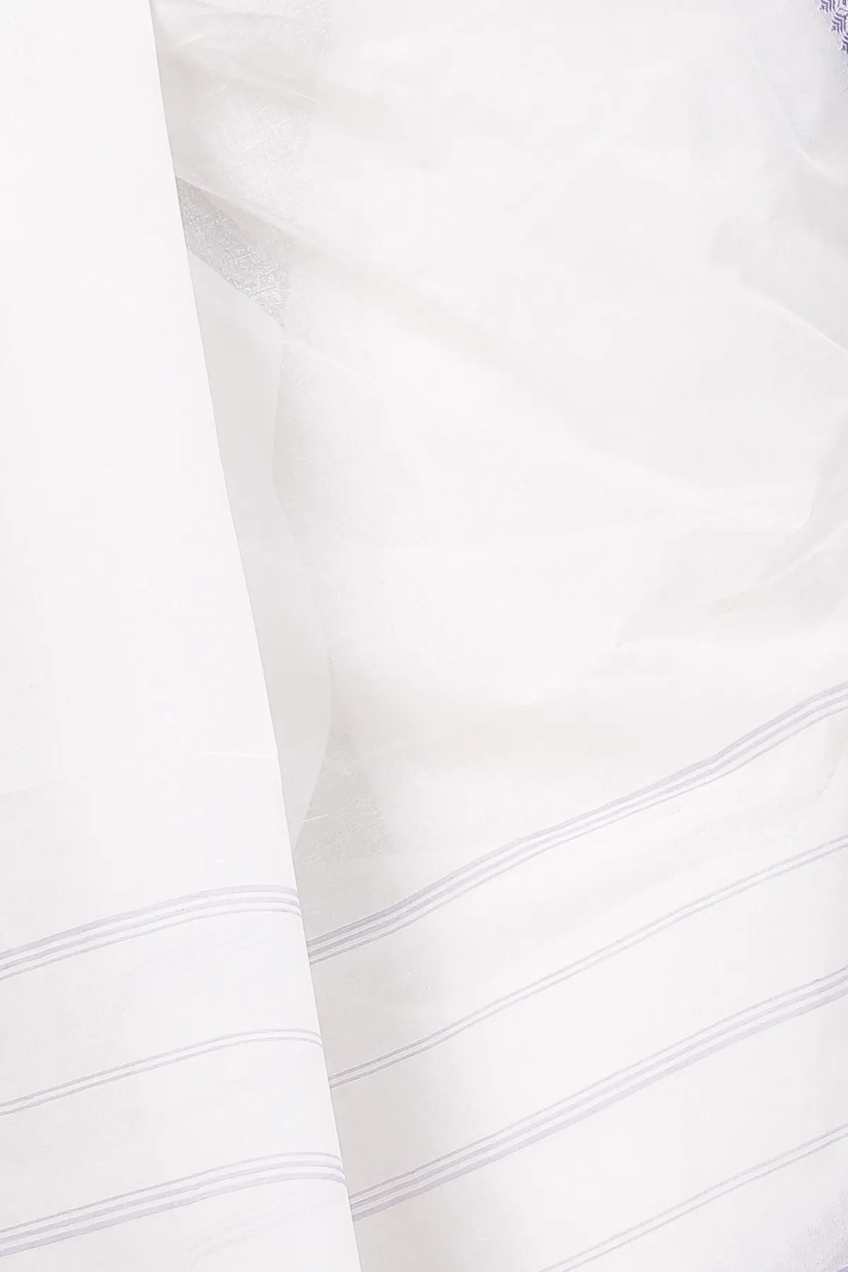 DipDiya Pure Cotton White Purple Subra Timeless Elegance Tant Sarees