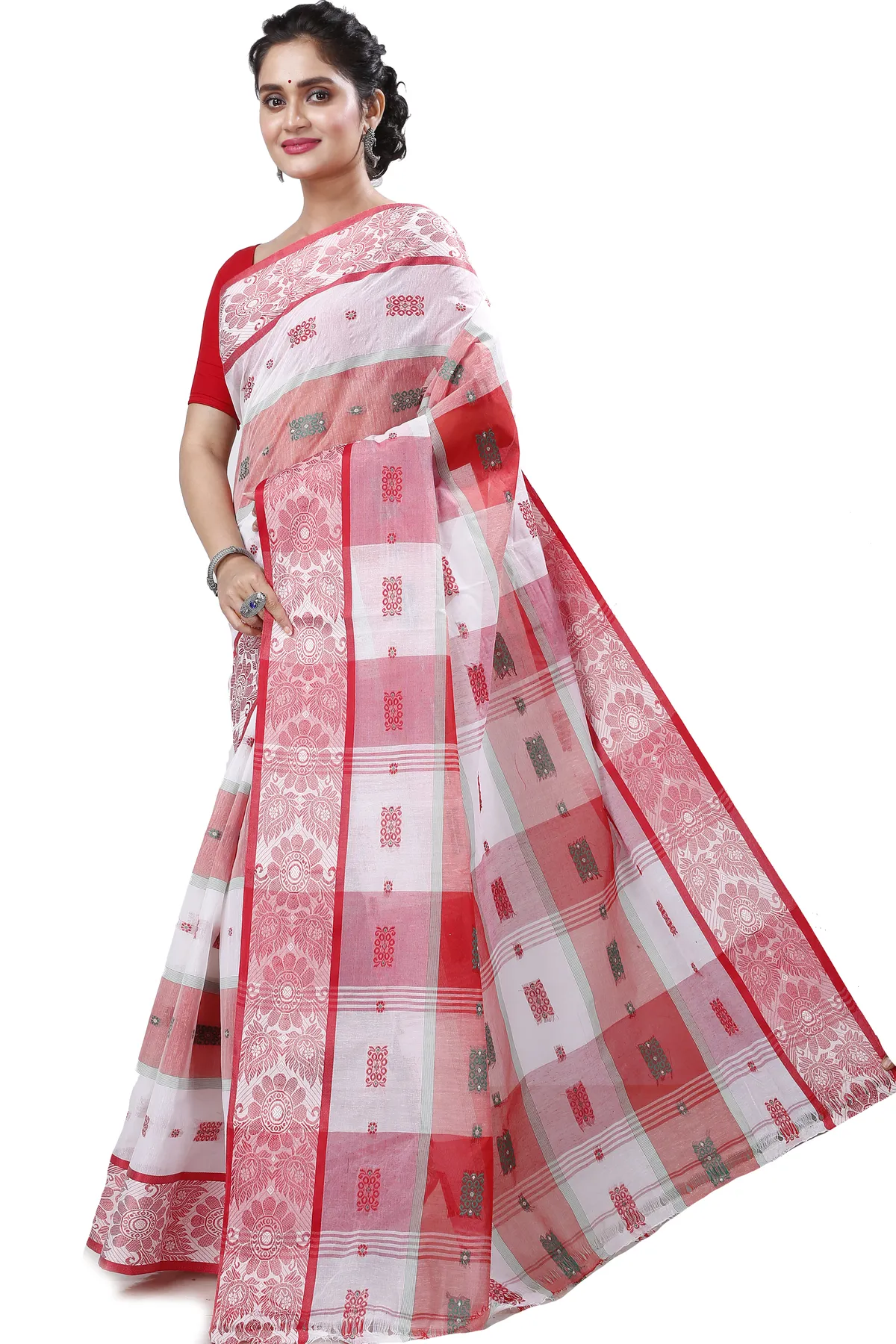 DipDiya Pure Cotton White RajSahi The Bengali Classic Tant Sarees