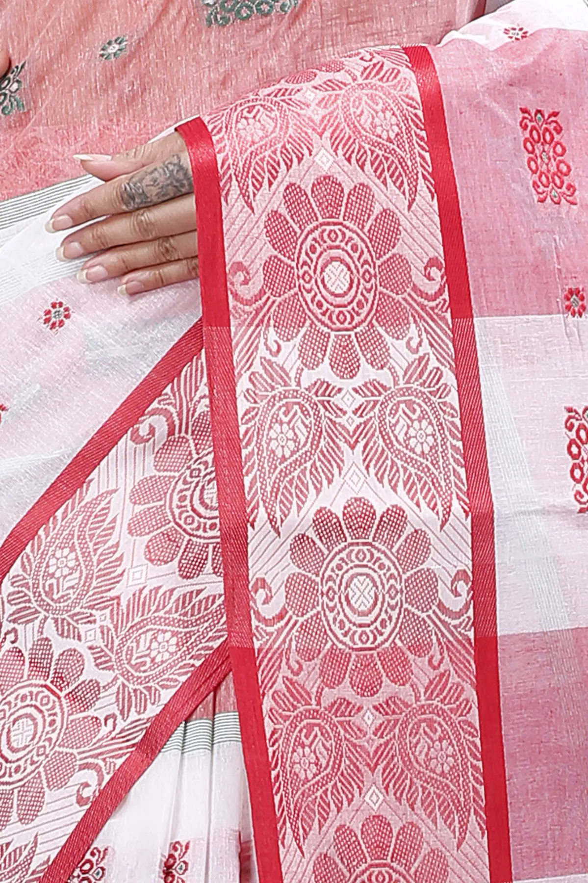 DipDiya Pure Cotton White RajSahi The Bengali Classic Tant Sarees