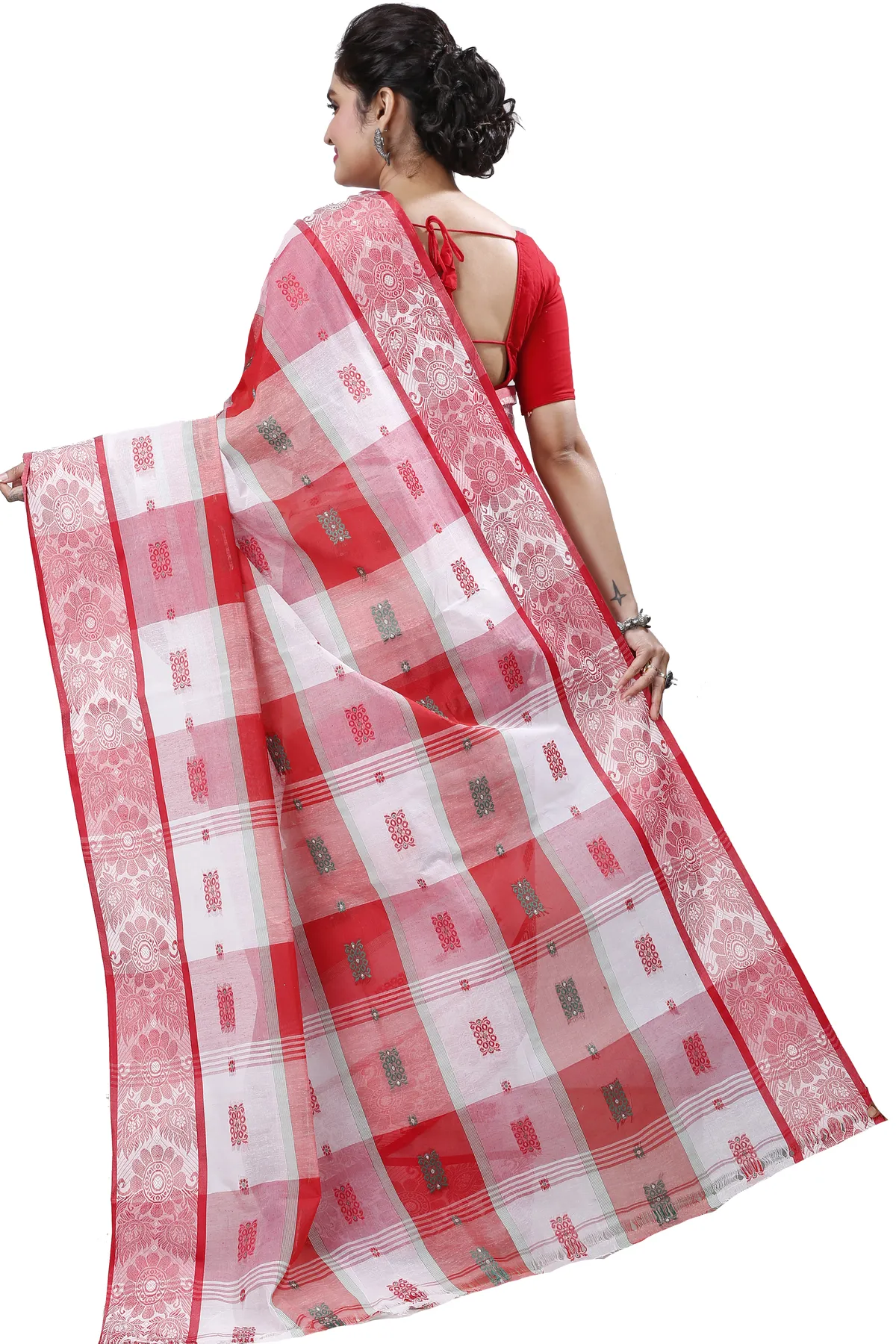 DipDiya Pure Cotton White RajSahi The Bengali Classic Tant Sarees