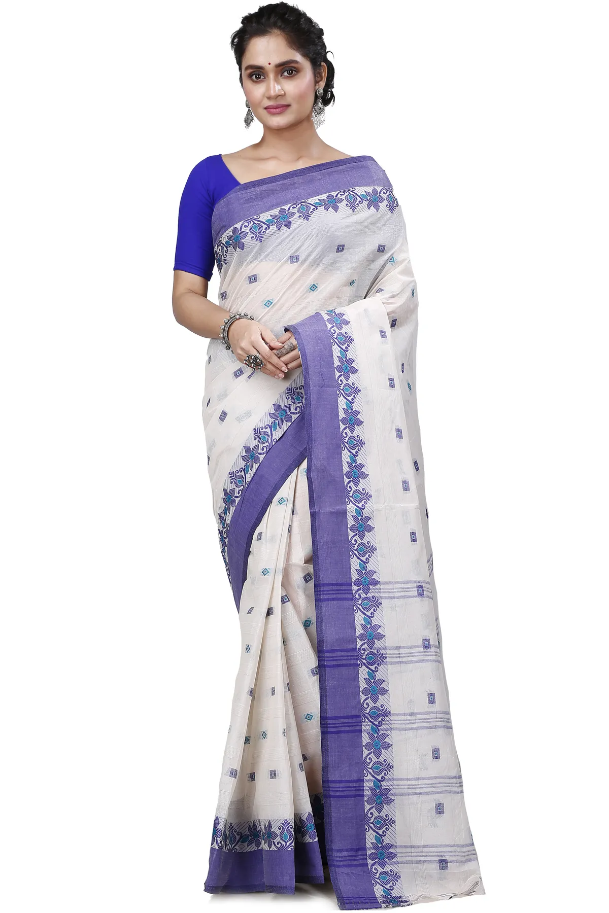 DipDiya Pure Cotton White Ramala Tradition in Every Thread Tant Sarees