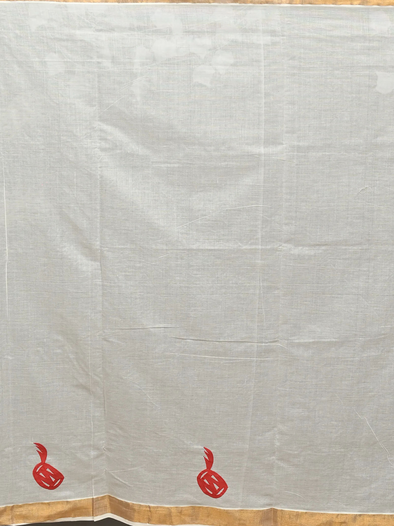 DipDiya Pure Cotton White Red Borma Crafted in Bengal Handloom Sarees