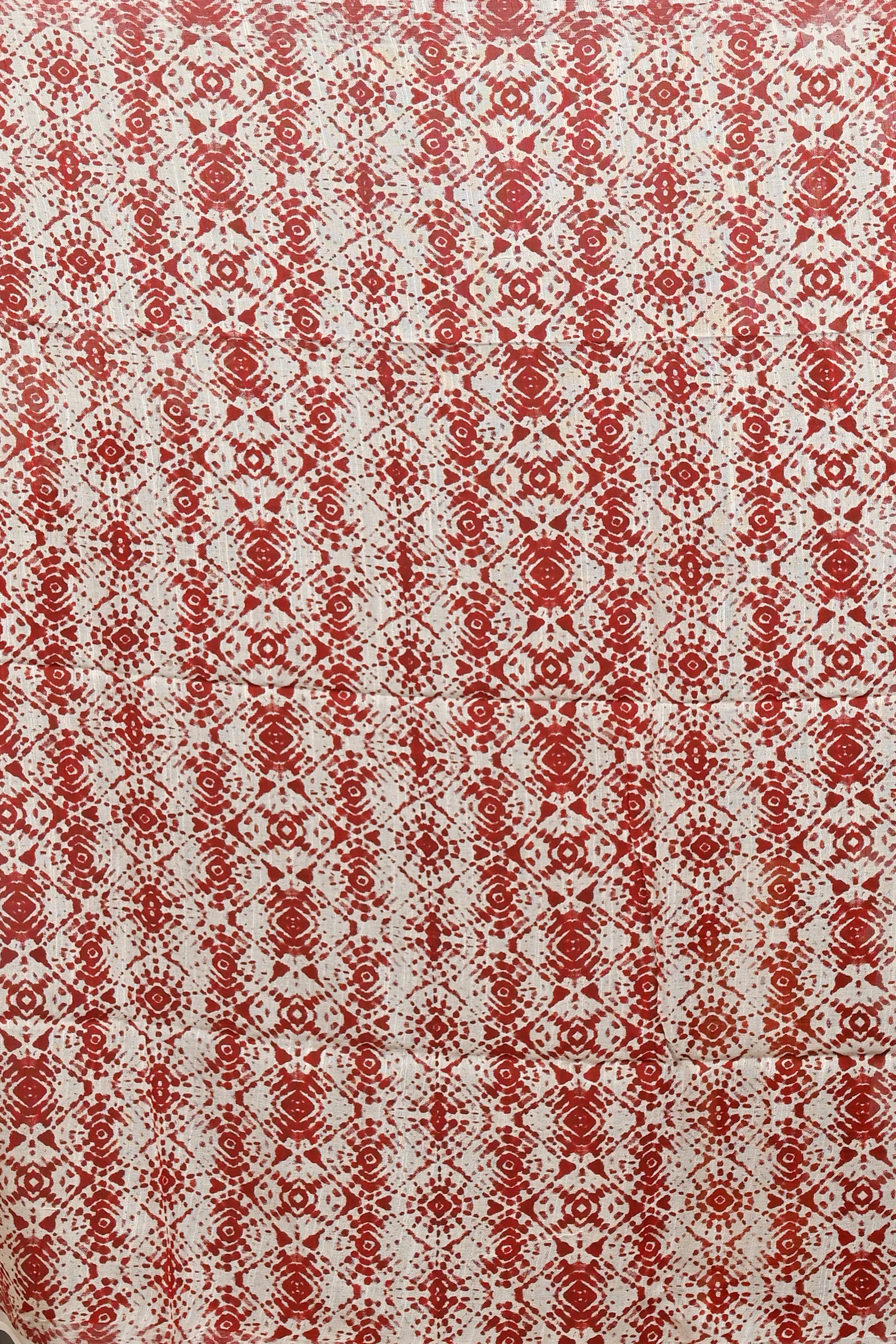 DipDiya Pure Cotton White Red Dinesi Handcrafted Elegance Batik Print Sarees