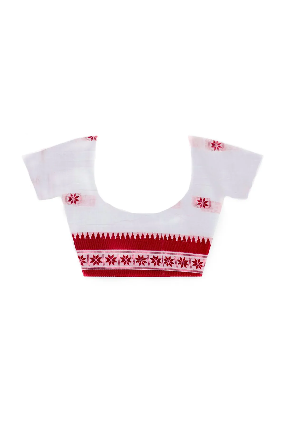 DipDiya Pure Cotton White Red Guti Hand Crafted with Soul Handloom Sarees