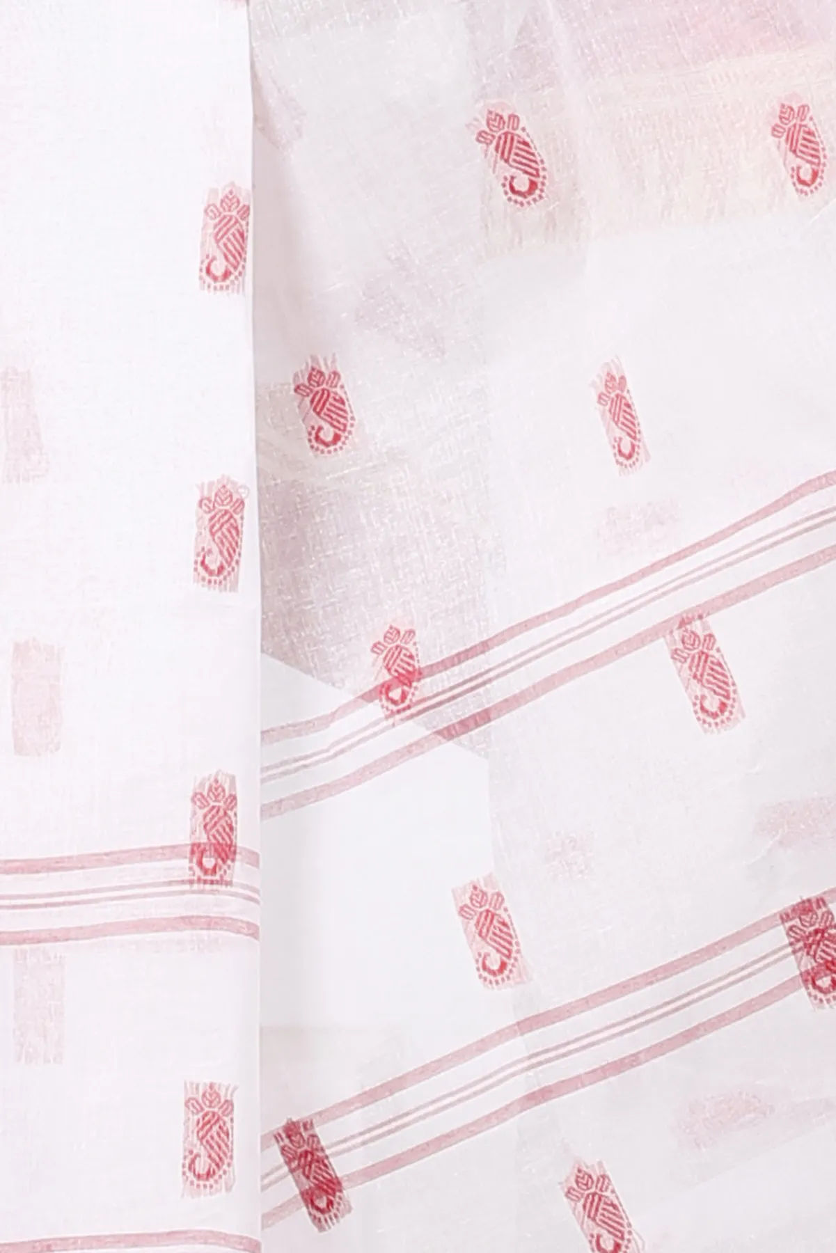 DipDiya Pure Cotton White Red Lagan Heritage Elegance Tant Sarees