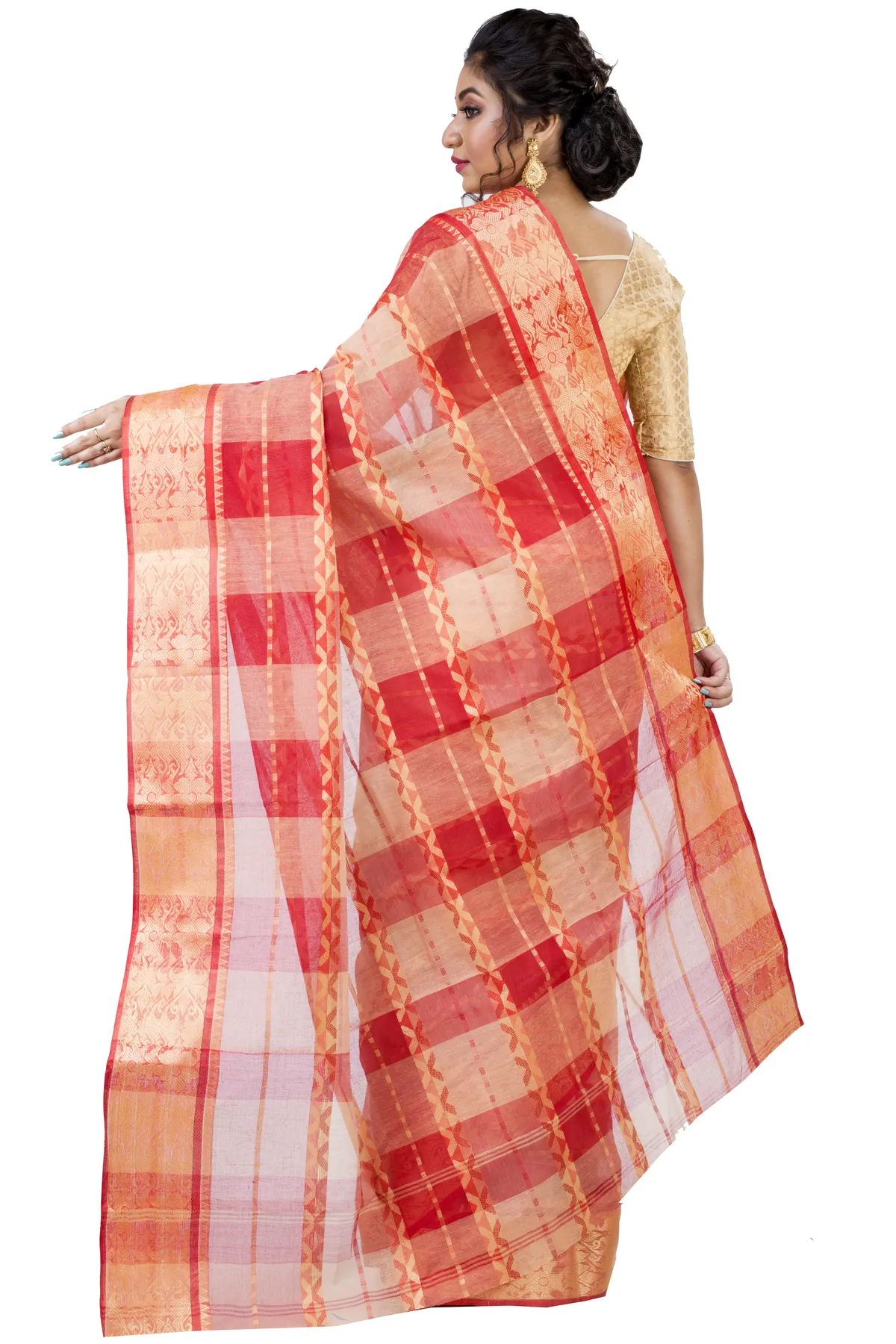 DipDiya Pure Cotton White SonaJhuri Desiging Grace of Bengal Tant Sarees