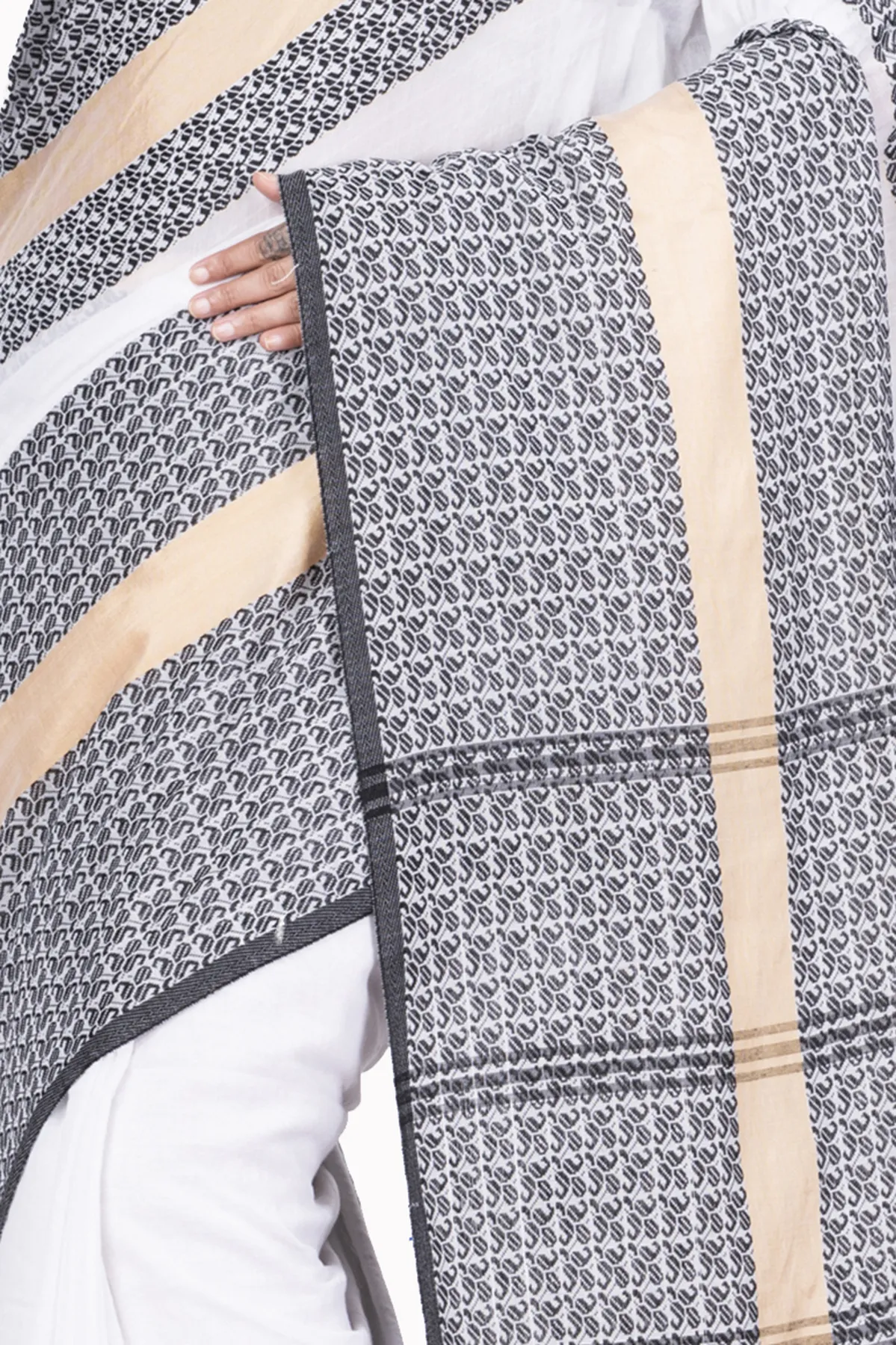 DipDiya Pure Cotton White Souraovi Hand Threads of Tradition Handloom Sarees