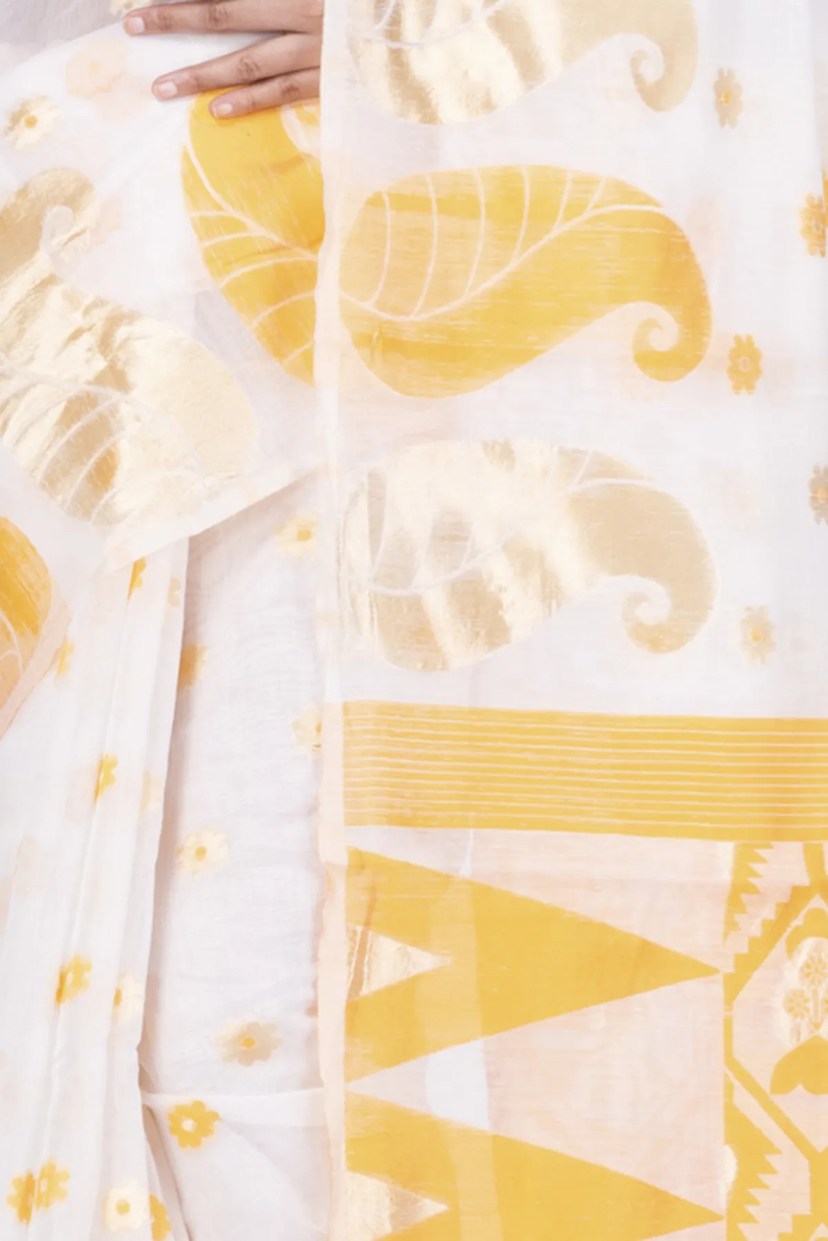 DipDiya Pure Cotton Yellow Amachal Jmdni Elegant by Tradition Jamdani Sarees