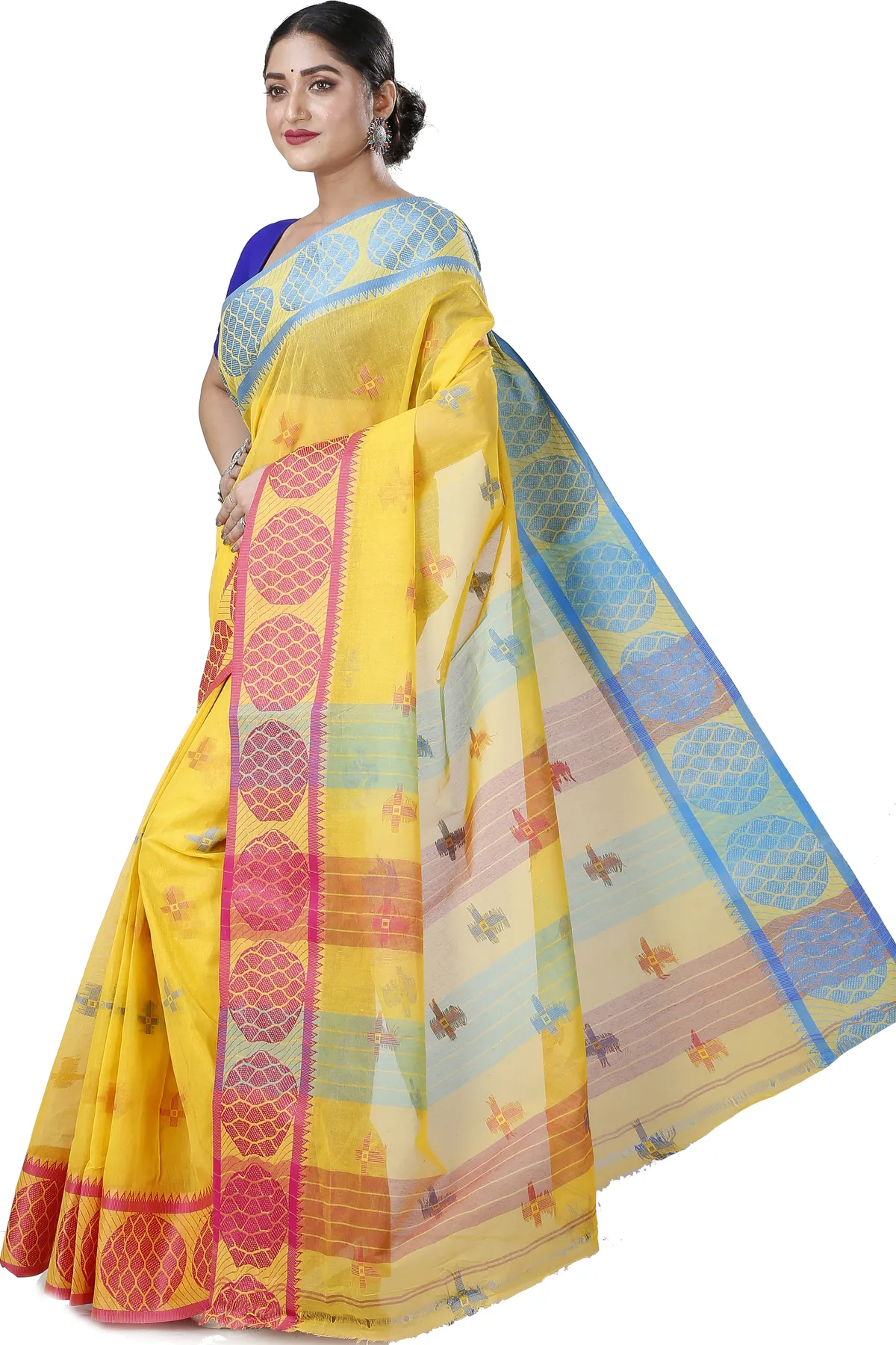 DipDiya Pure Cotton Yellow Ananda Rooted in Bengal Tant Sarees