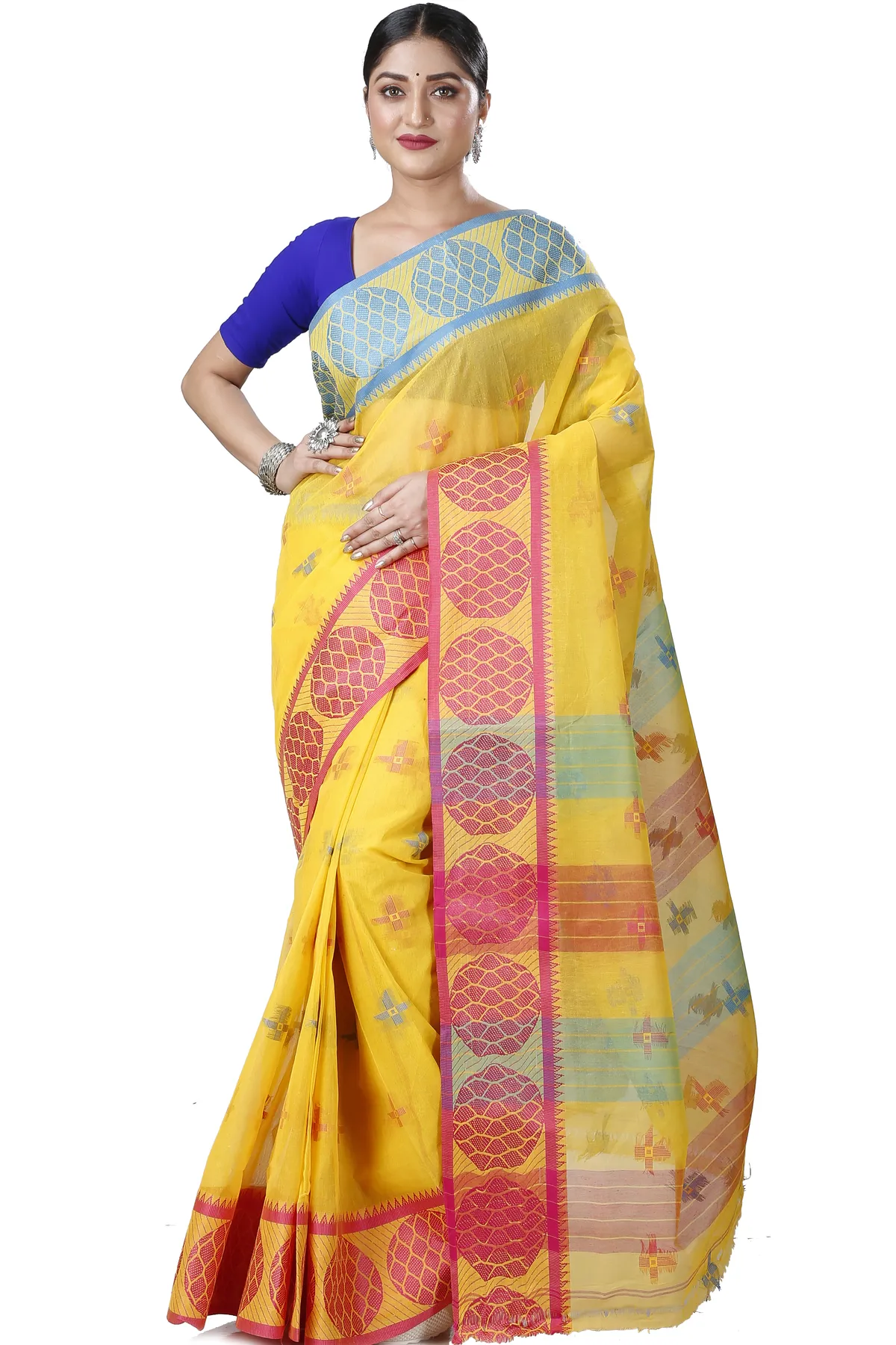DipDiya Pure Cotton Yellow Ananda Rooted in Bengal Tant Sarees