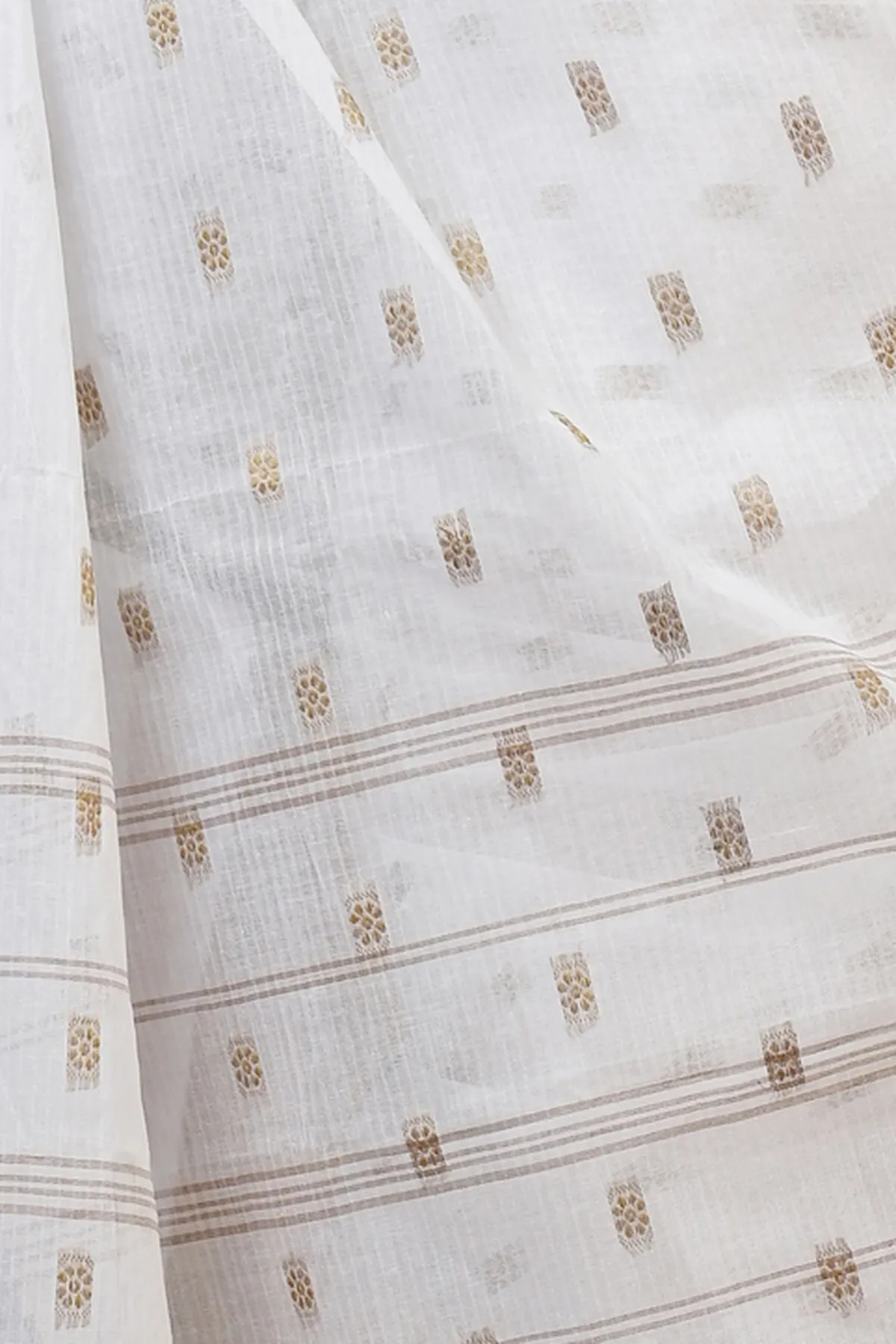 DipDiya Pure Cotton Yellow and White Hema Grace of Bengal Tant Sarees