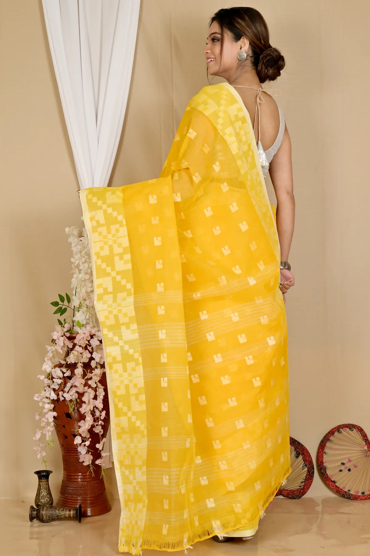 DipDiya Pure Cotton Yellow Aptuk Timeless Elegance Tant Sarees