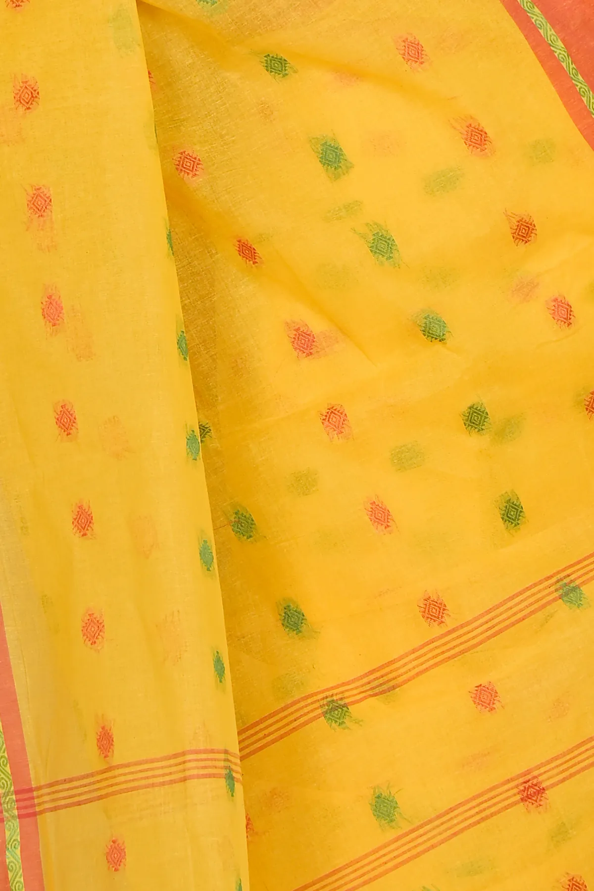DipDiya Pure Cotton Yellow Apula Handloom Heritage Tant Sarees
