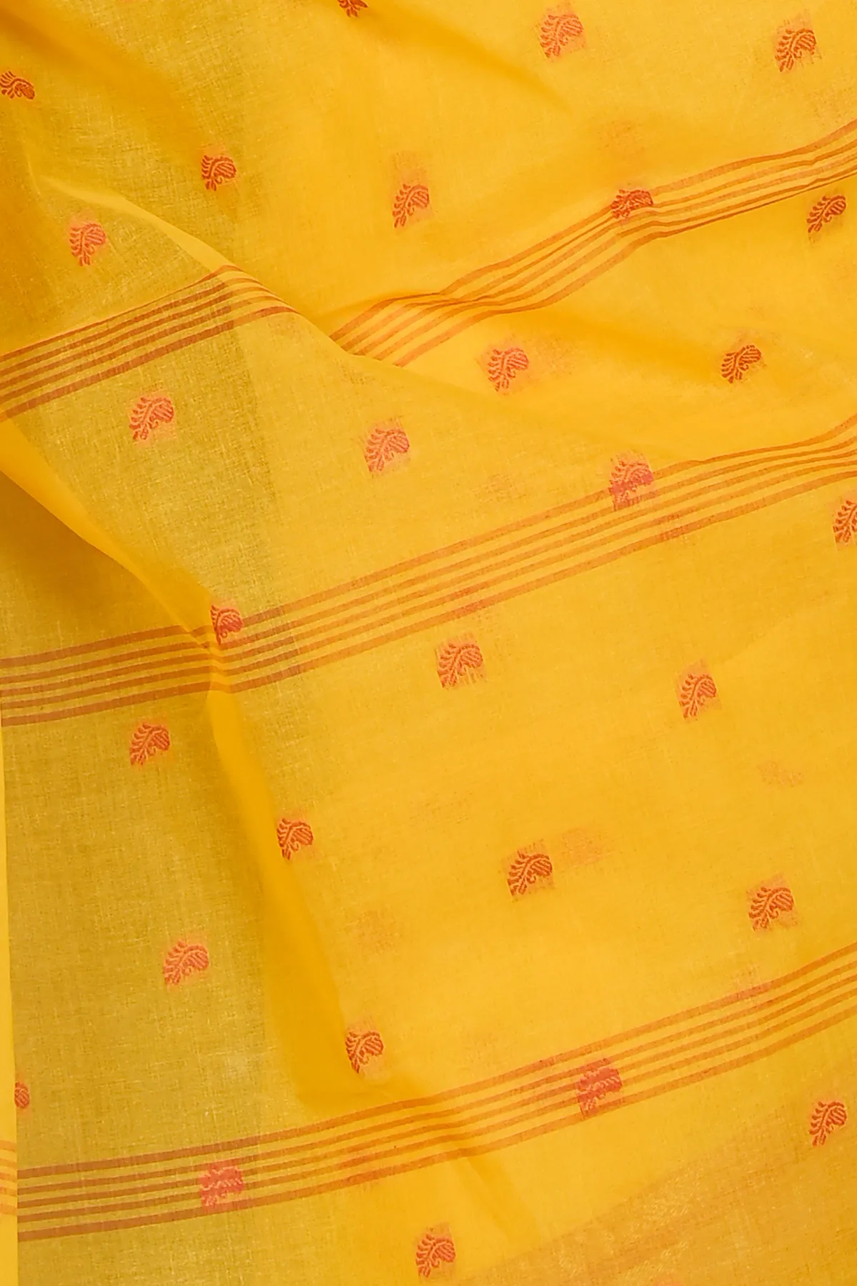 DipDiya Pure Cotton Yellow Atula Traditional Bengali Tant Sarees