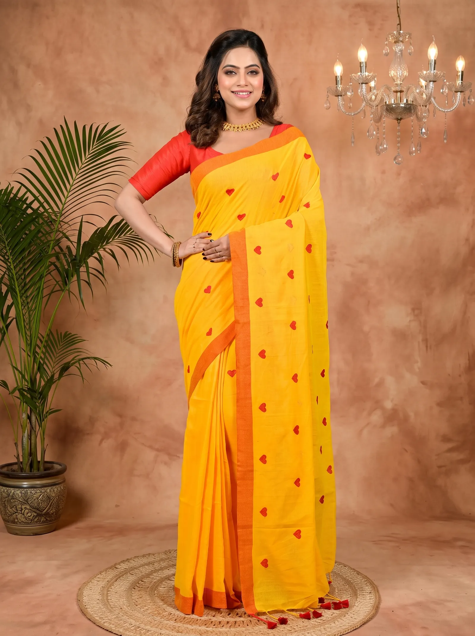 DipDiya Pure Cotton Yellow Dhrli Bengal in Every Thread Embroidery Handloom sarees