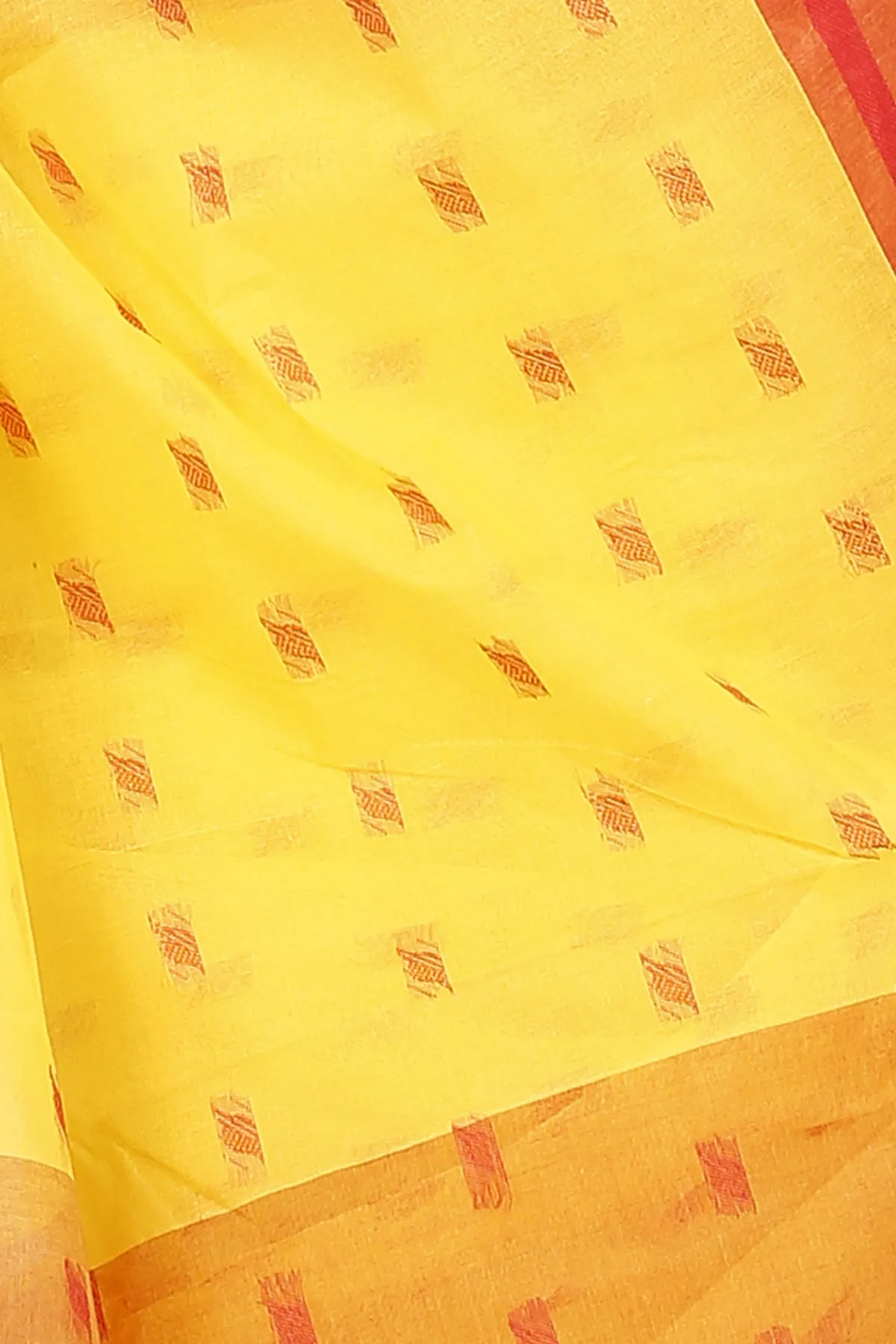 DipDiya Pure Cotton Yellow Emma Border Heritage Elegance Tant Sarees