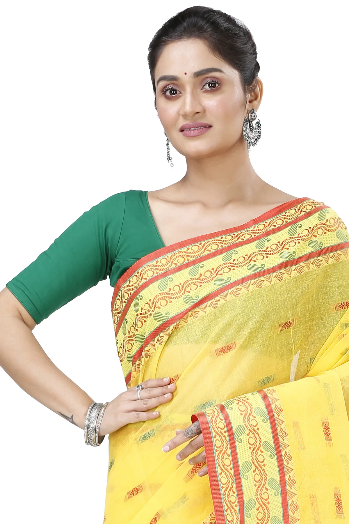 DipDiya Pure Cotton Yellow Gayatri Elegance in Every Weave Tant Sarees