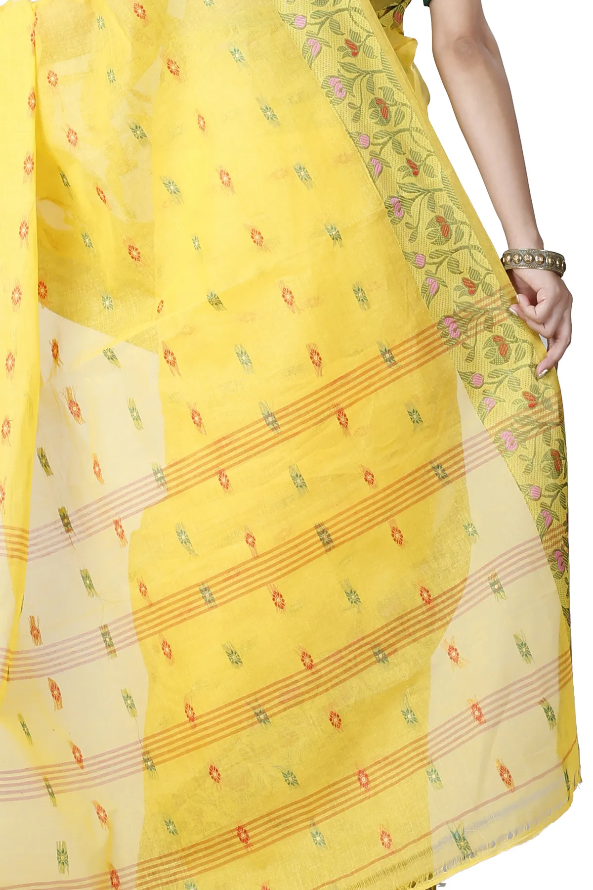 DipDiya Pure Cotton Yellow Gopika Handcrafted Elegance Tant Sarees