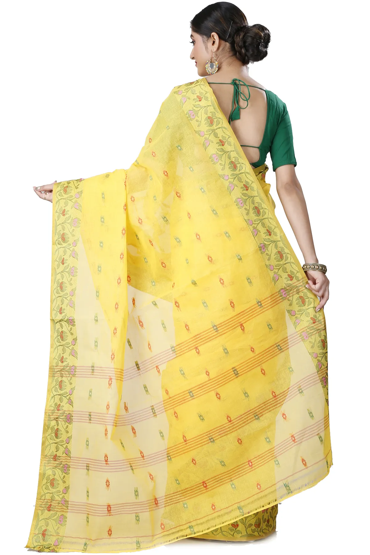 DipDiya Pure Cotton Yellow Gopika Handcrafted Elegance Tant Sarees