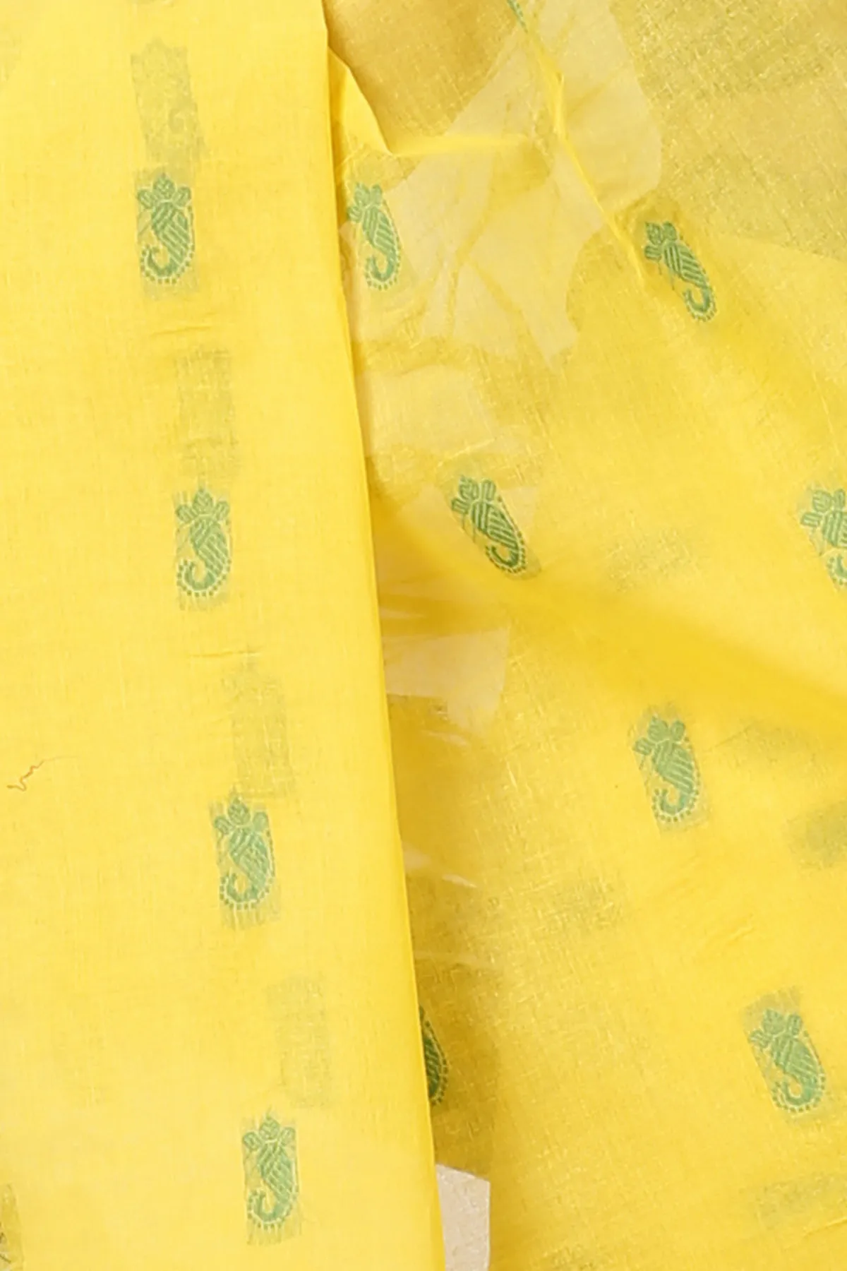 DipDiya Pure Cotton Yellow Green Lagan Grace of Bengal Tant Sarees