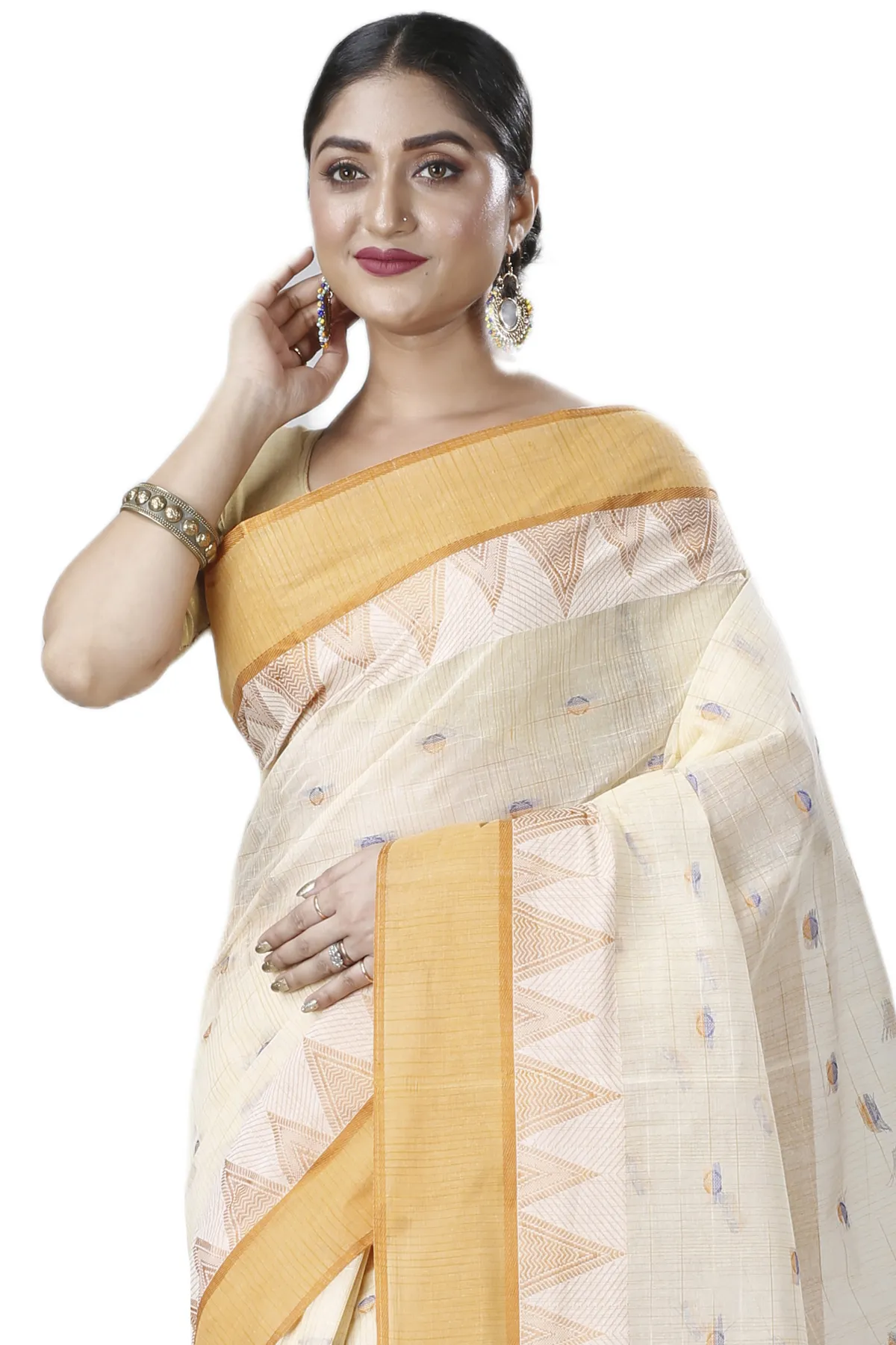 DipDiya Pure Cotton Yellow Ishvari Timeless Bengal Tant Sarees