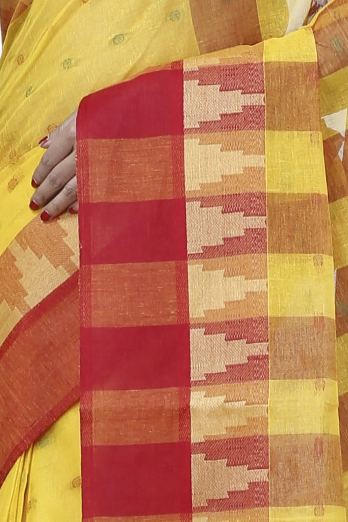 DipDiya Pure Cotton Yellow Jamuna Masterfully Woven Tant Sarees