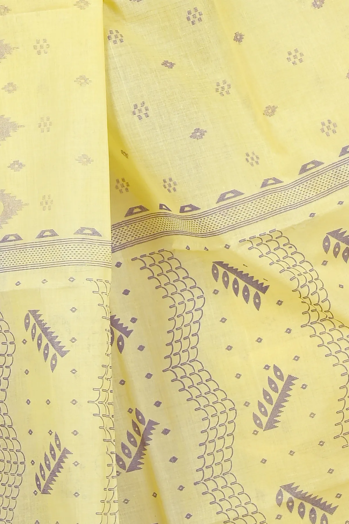 DipDiya Pure Cotton Yellow Lupata Heritage You Can Wear Printed Tant Sarees