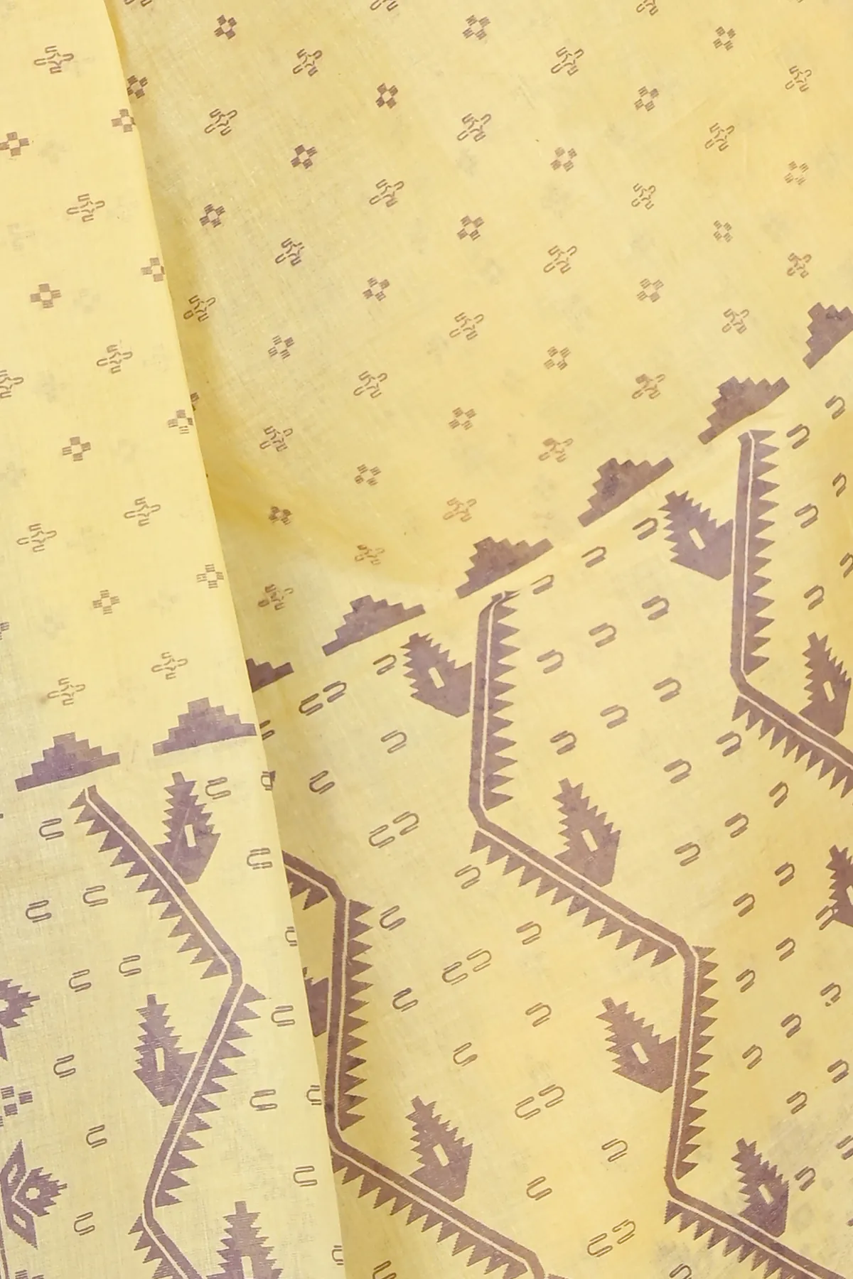 DipDiya Pure Cotton Yellow Luvna Effortless Tradition Printed Tant Sarees