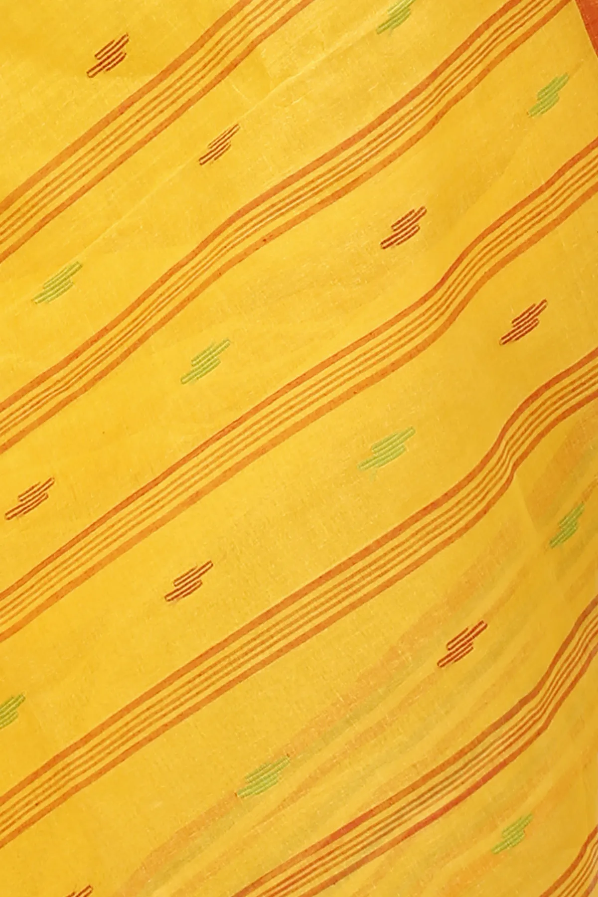 DipDiya Pure Cotton Yellow mena Bengali Heritage Tant Sarees