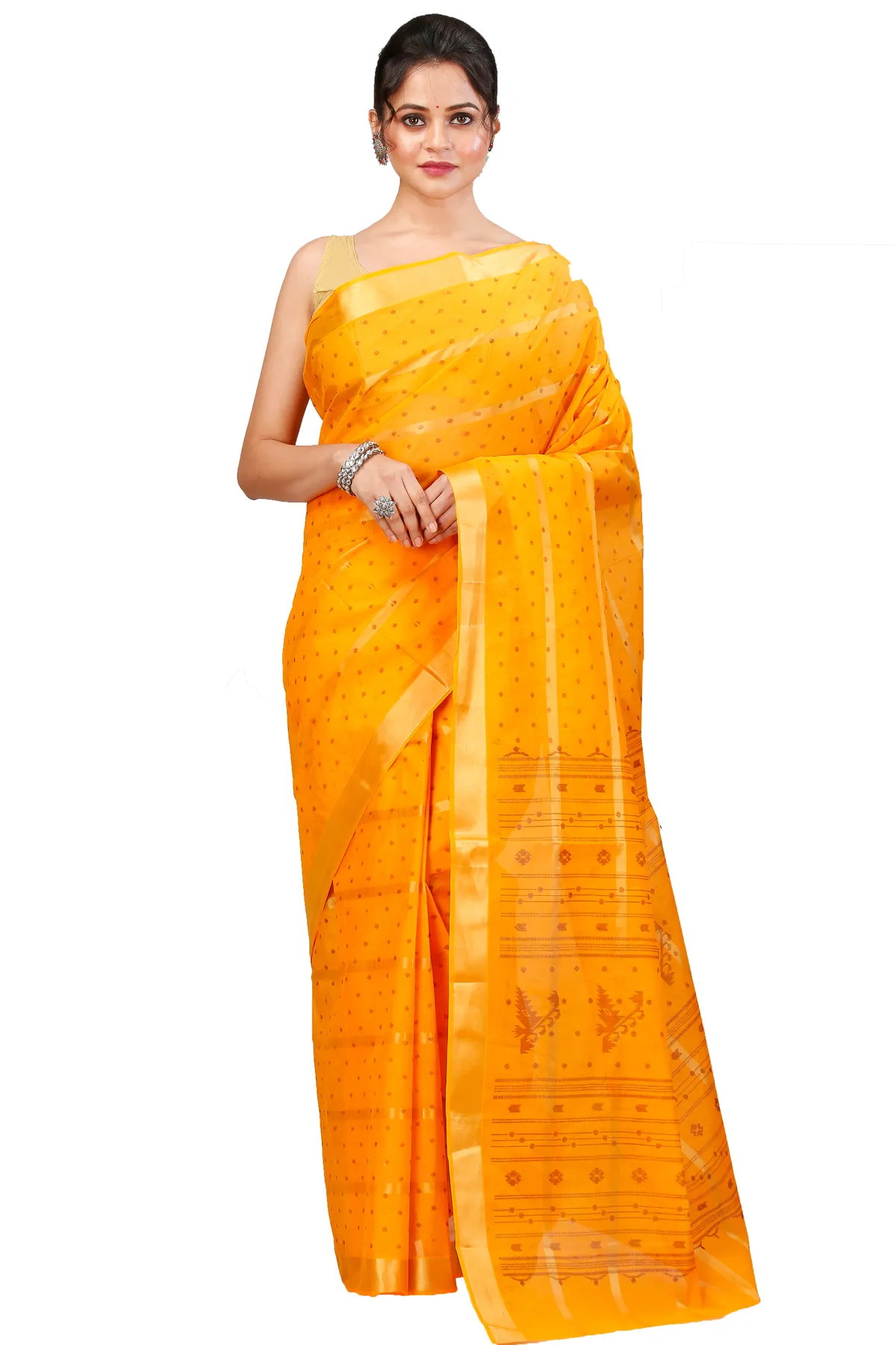 DipDiya Pure Cotton Yellow Mera Elegance in Every Weave Tant Sarees